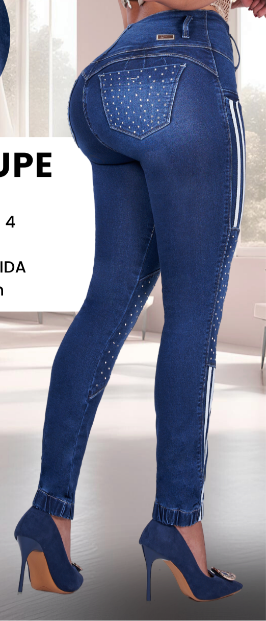 Guadalupe Jean colombiano with internal girdle style 360 3 button design rhinestone