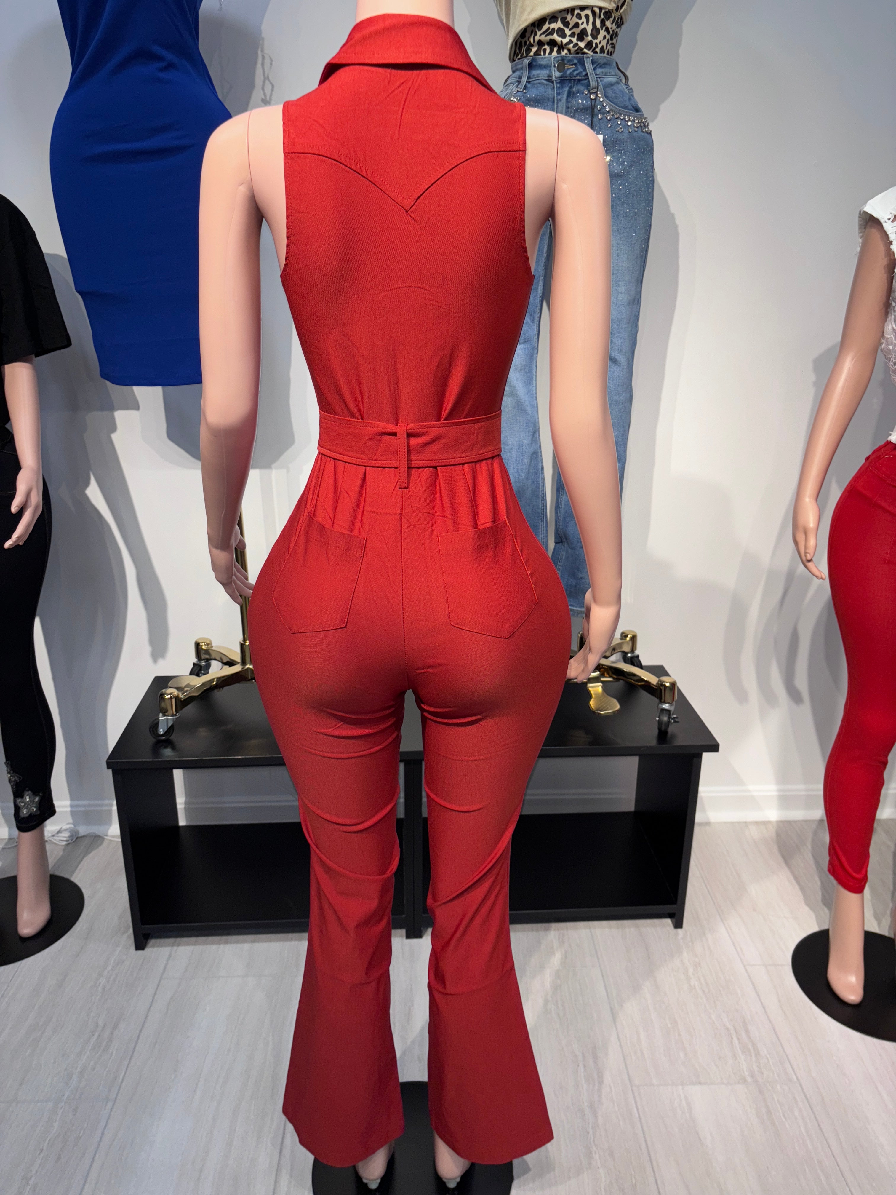 Dolly-01 Power Play Belted Jumpsuit