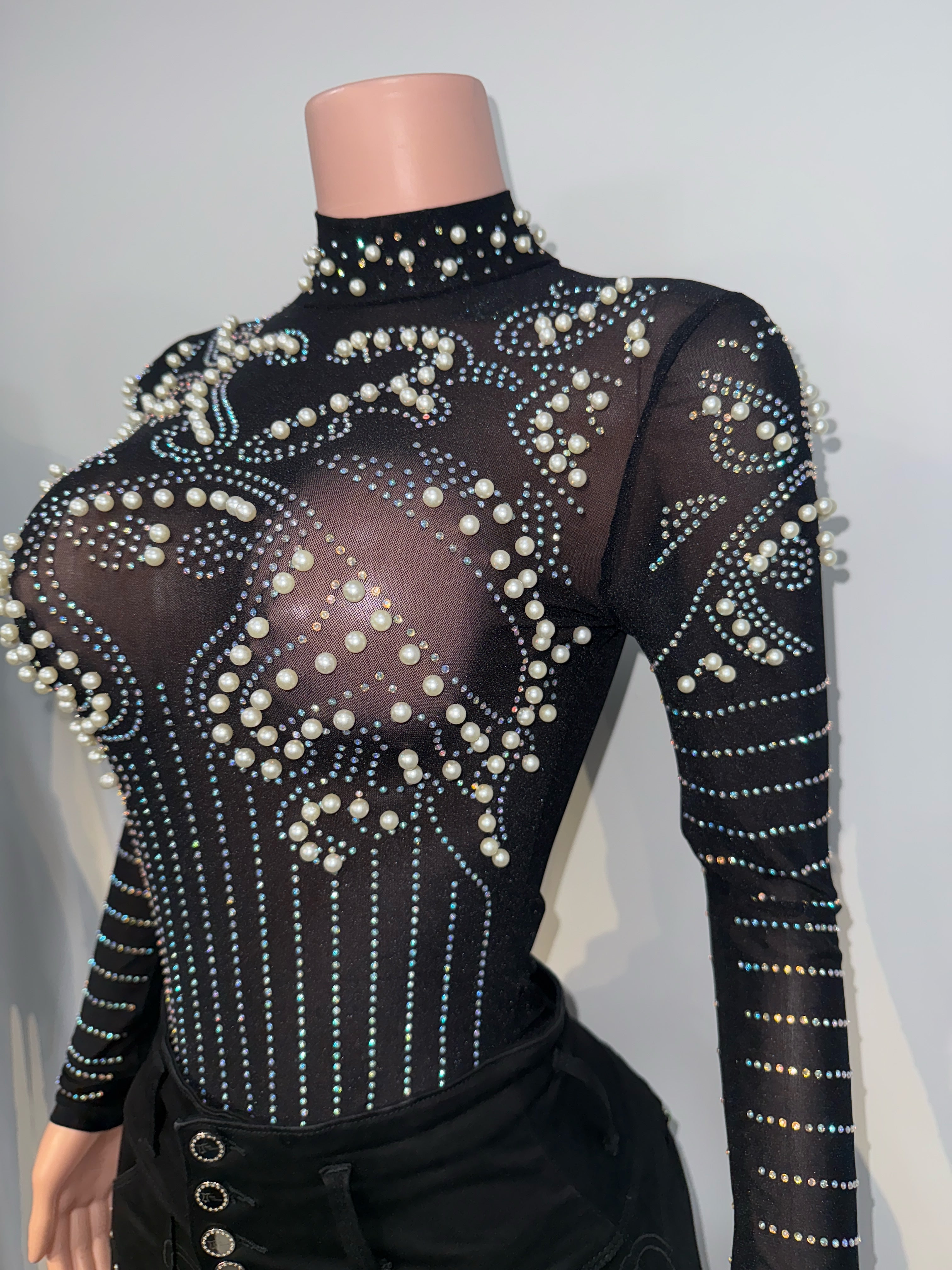 #607 Pearl Luxe Sheer Bodysuit