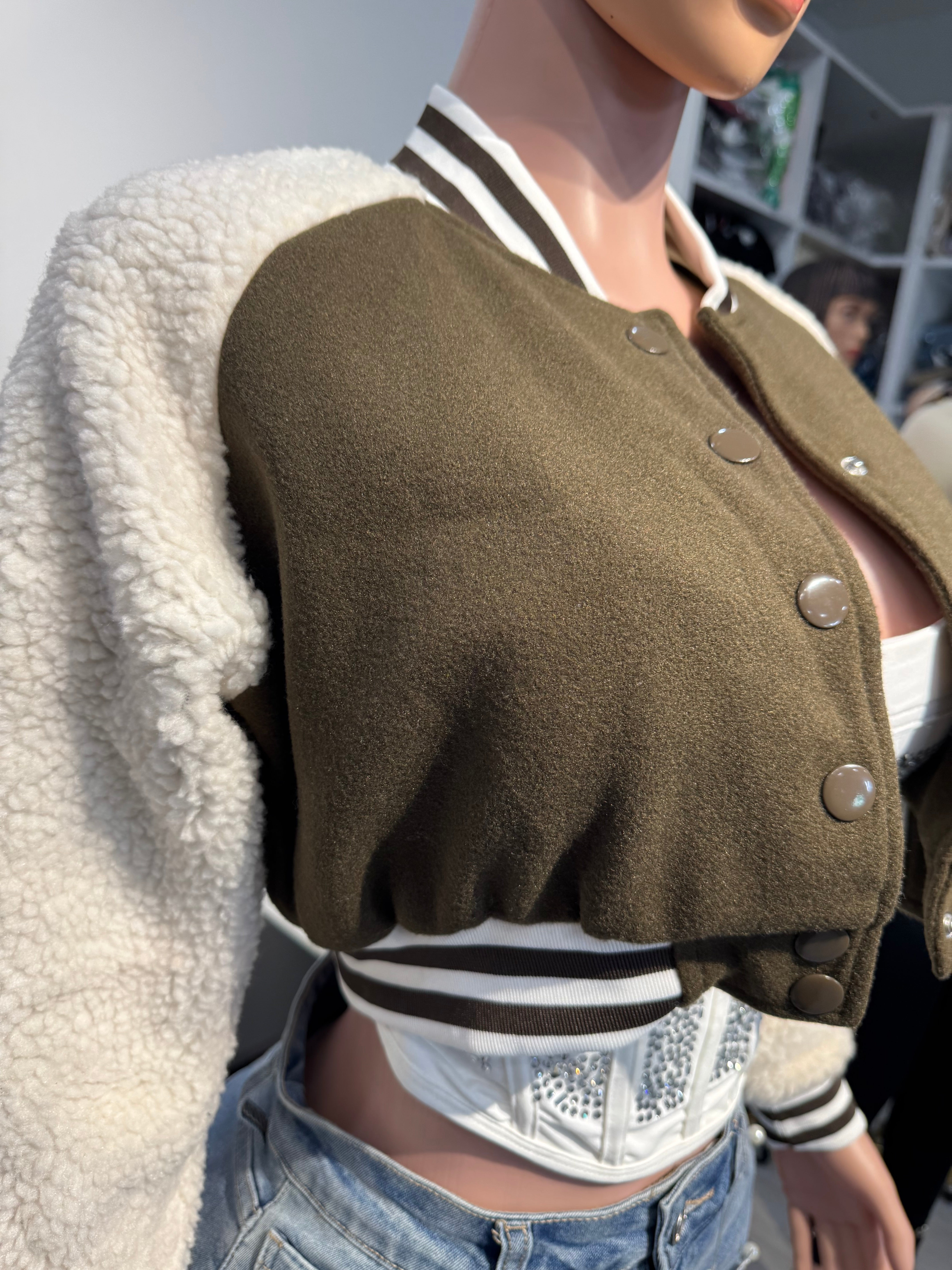 J308 Frost Varsity Teddy Jacket