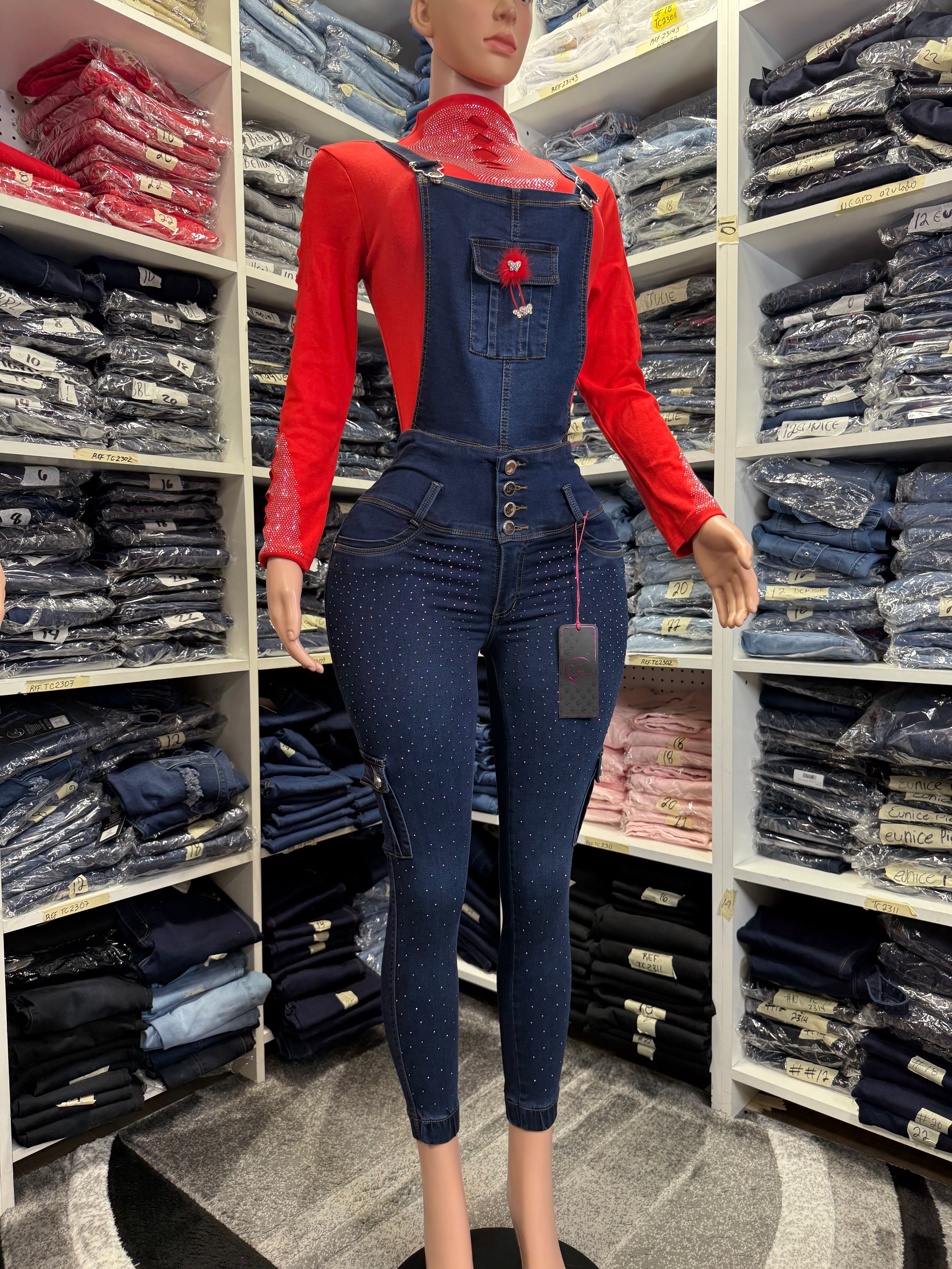 Emma Colombian Jean with internal Girdle Style 360 Overall Design Rhinestones