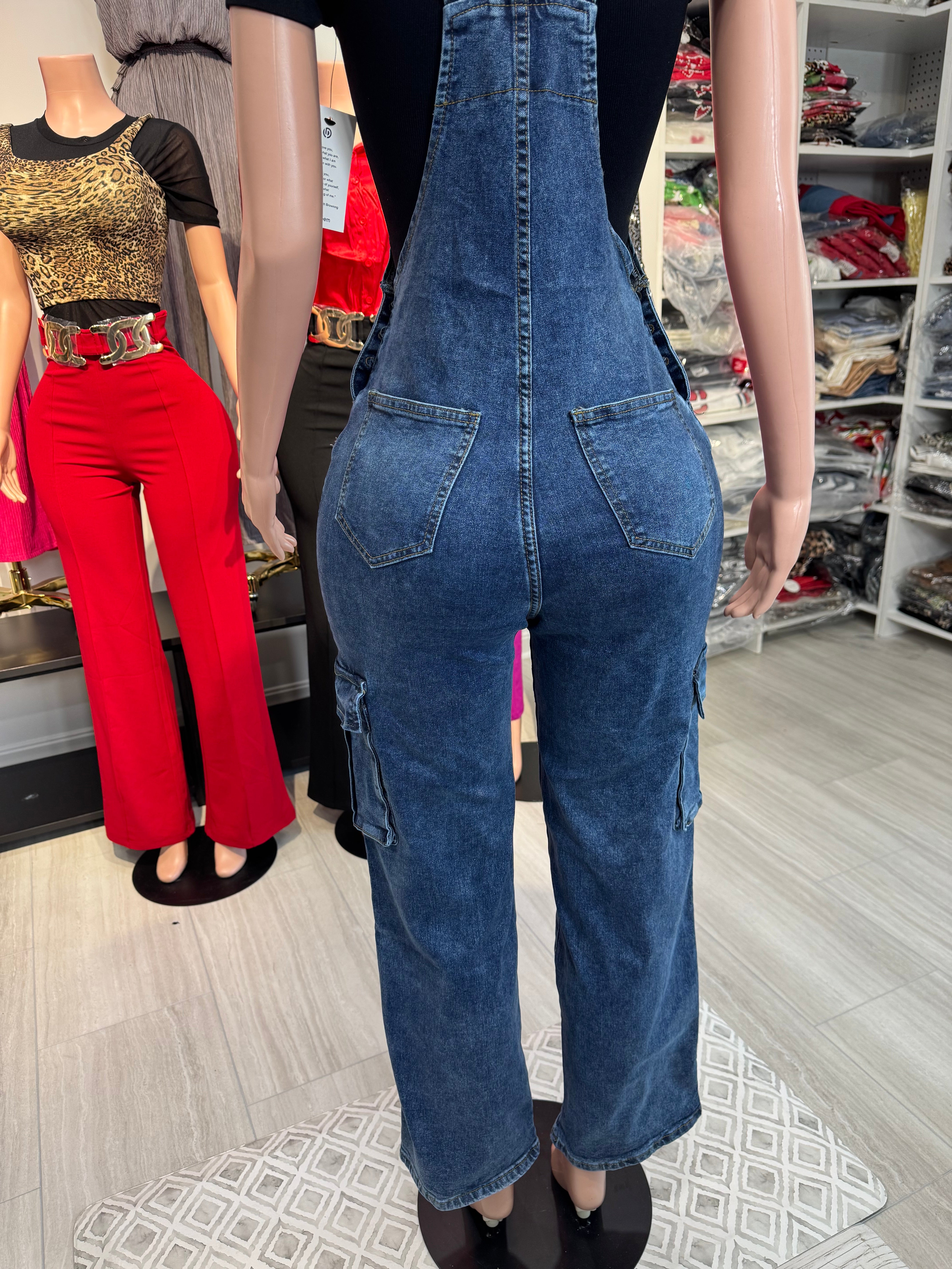 LA8855 Jean Denim Overall Style Cargo
