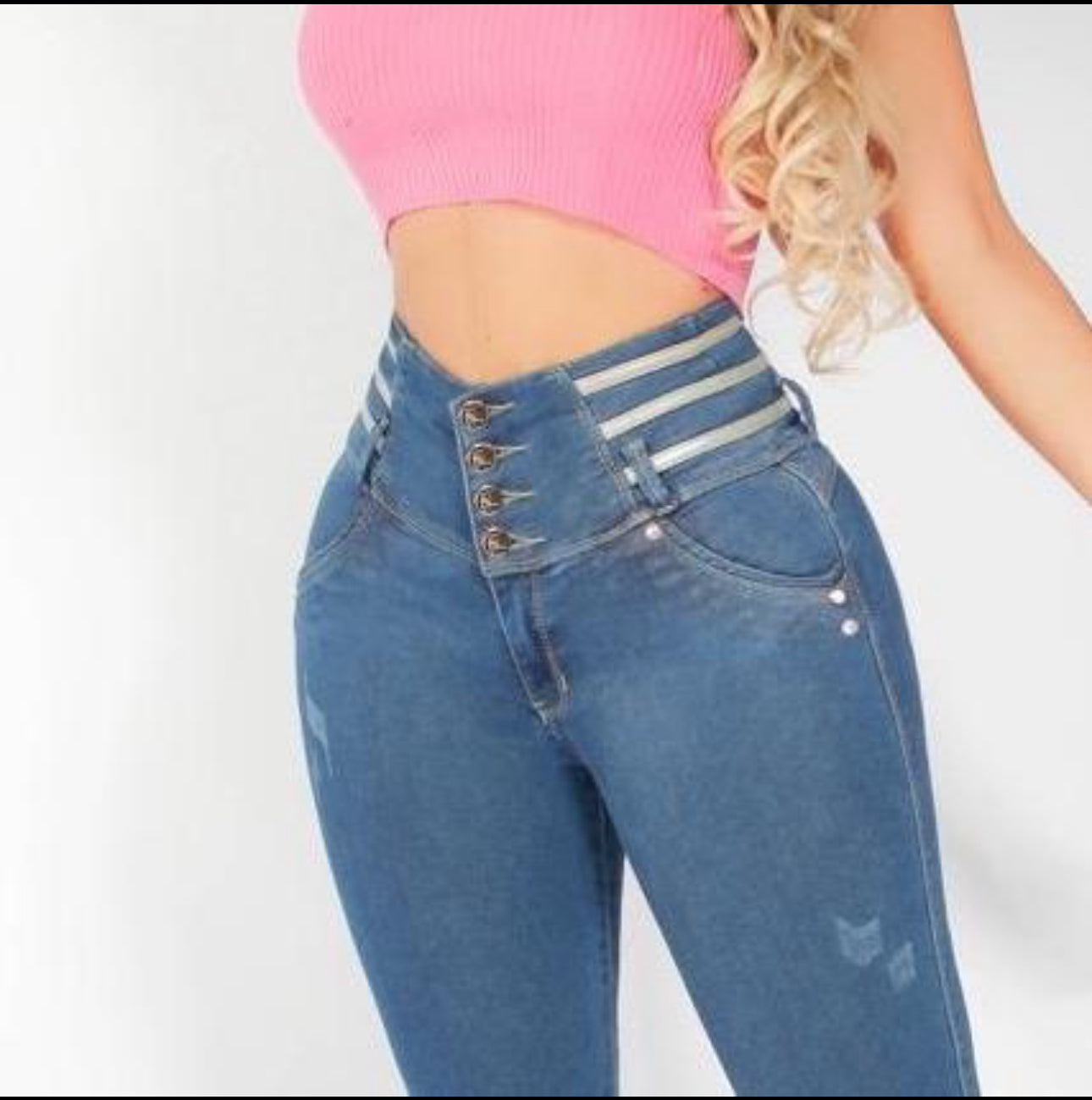 Arely Azul Stone Colombian Jean with internal girdle style 360
