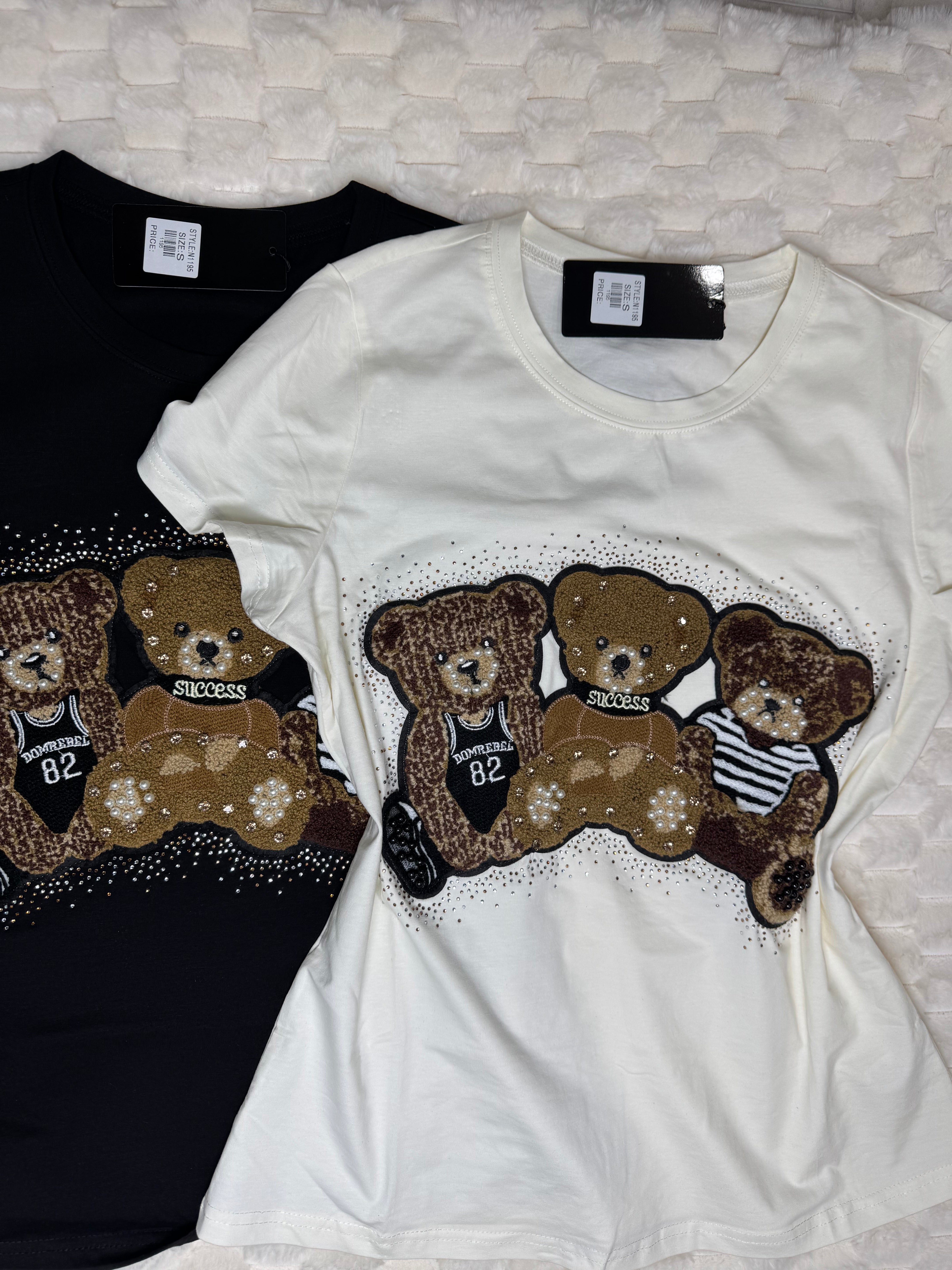 N1195 Triple Threat Teddy Glam Tee with Rhinestones