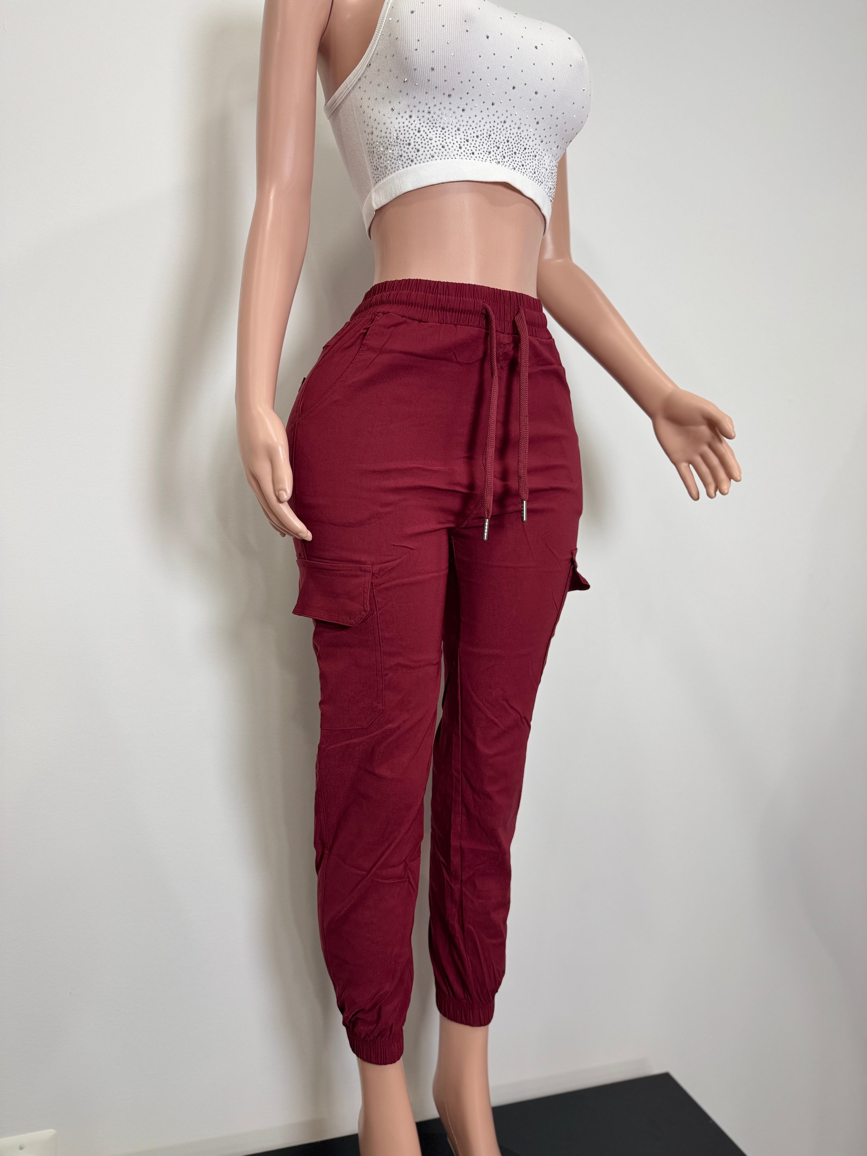 X2116 Casual Cargo Pants with Pockets on the back and Waist band