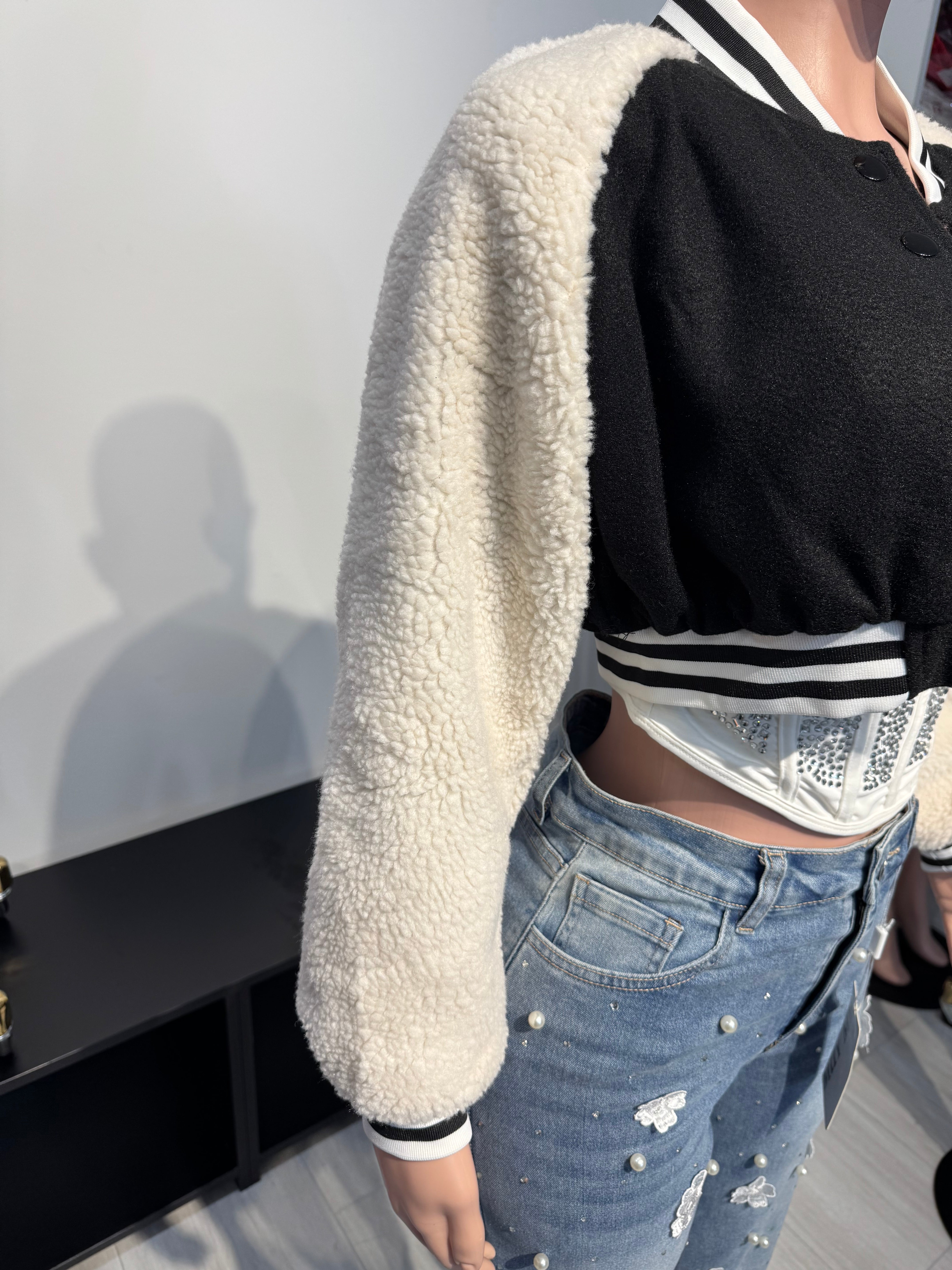 J308 Frost Varsity Teddy Jacket