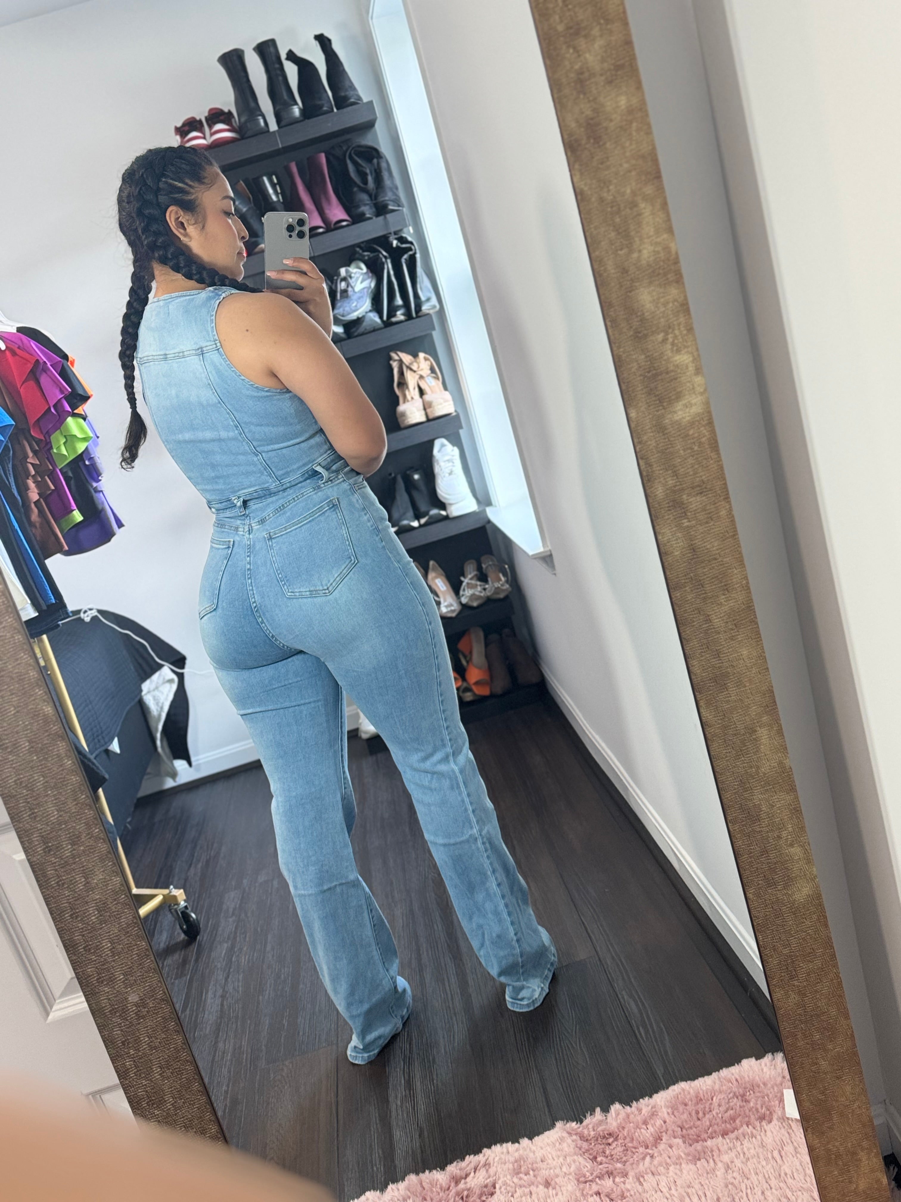 10720 Snatched & Zipped Denim Jumpsuit