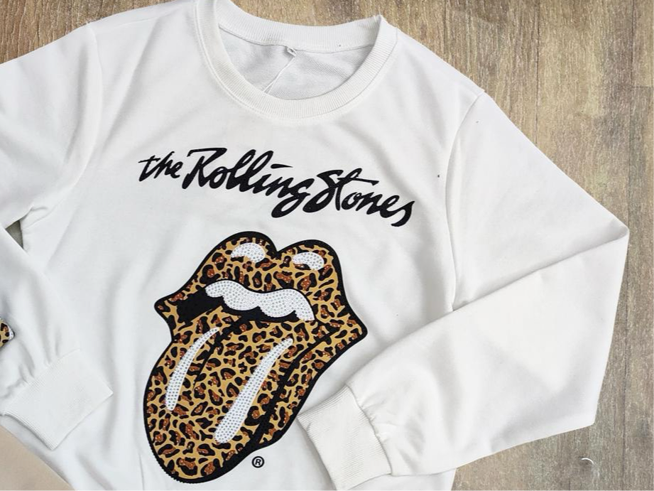 LT583 Women’s Graphic Lips Design Leopard Pullover Sweatshirt - Long Sleeve - Womenswear Casual Comfort