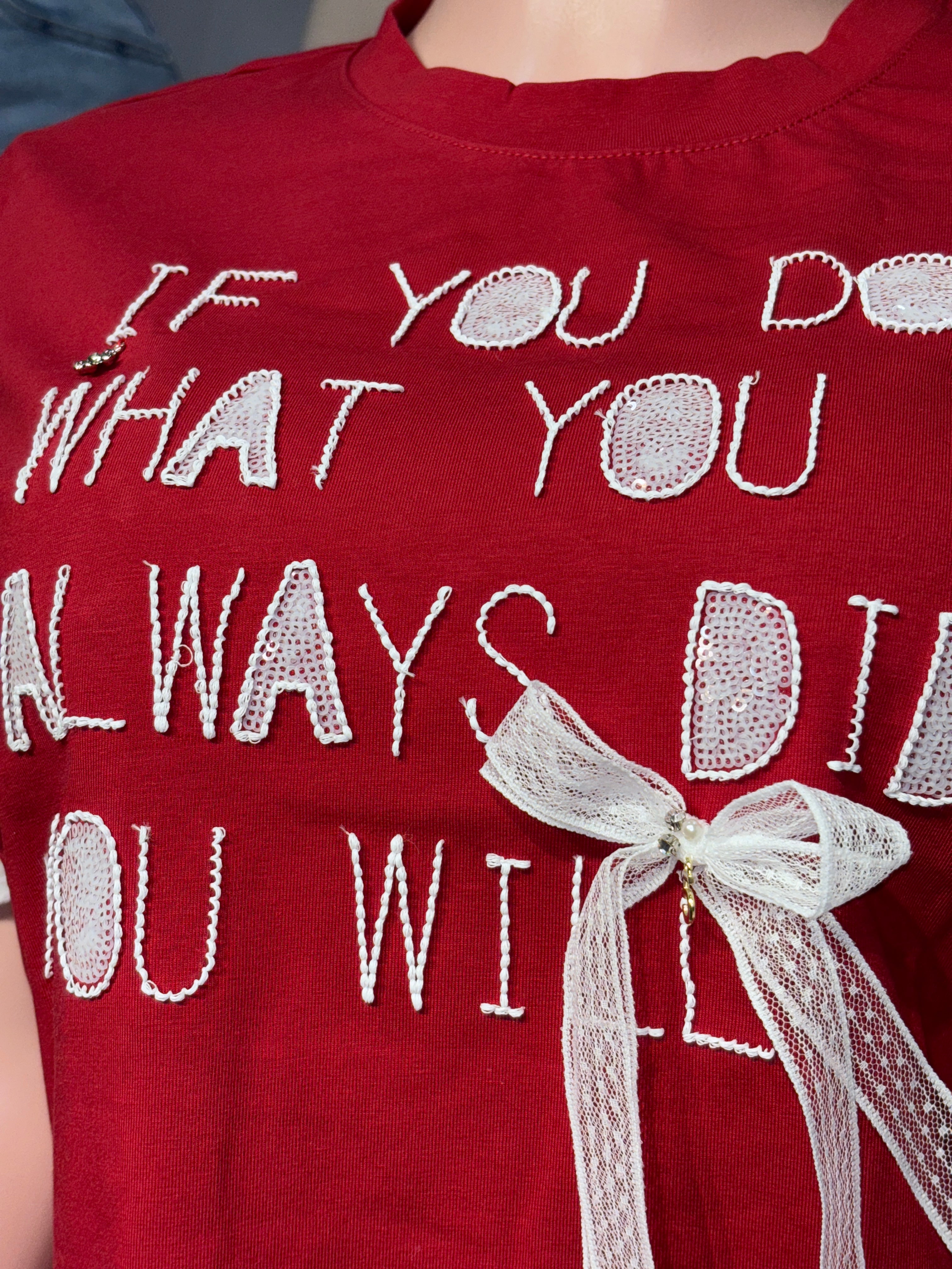 32240 Laced Up Motivation Tee with Bow