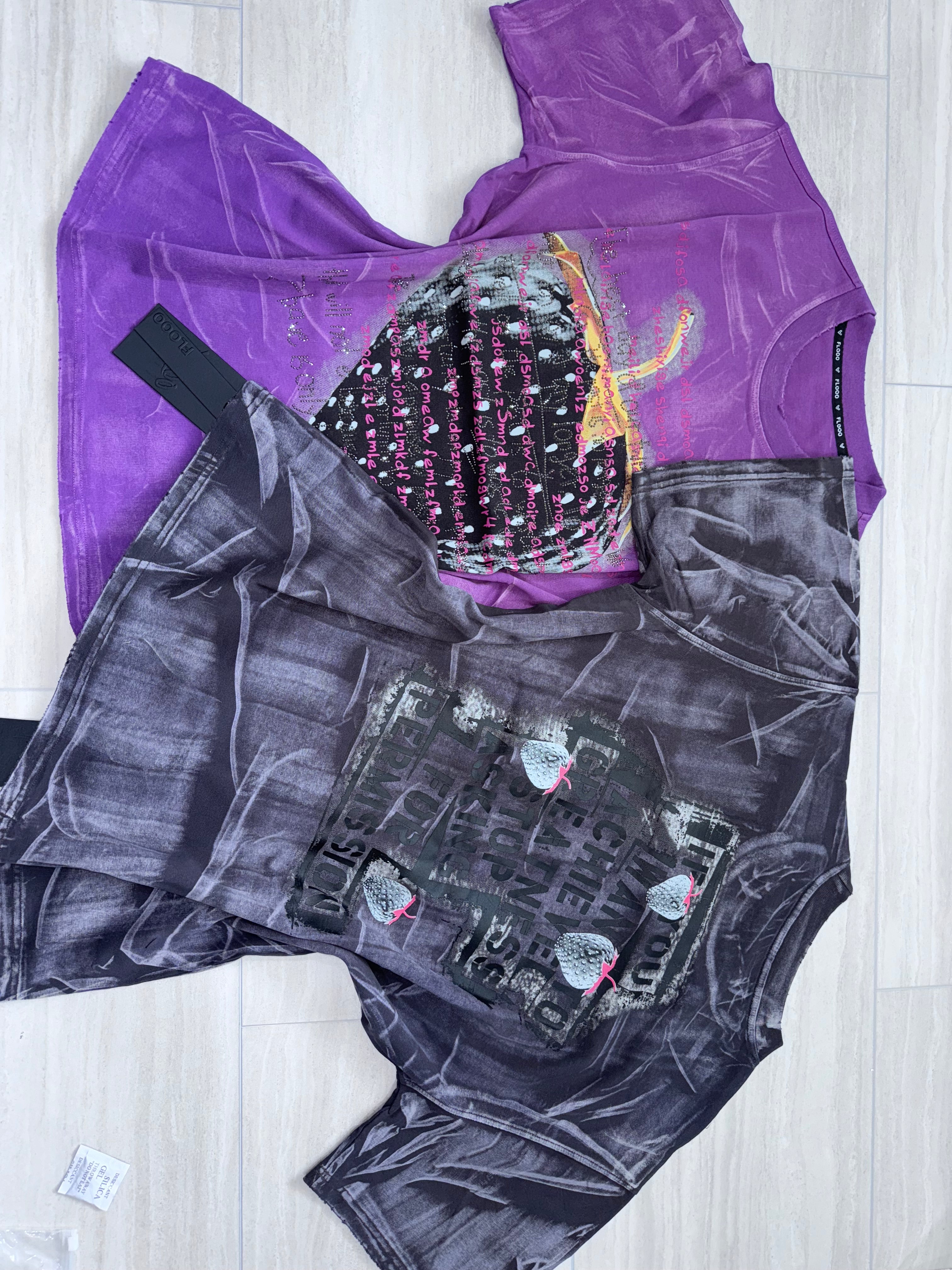 Midnight Berry Crush Tee with Rhinestones oversize style