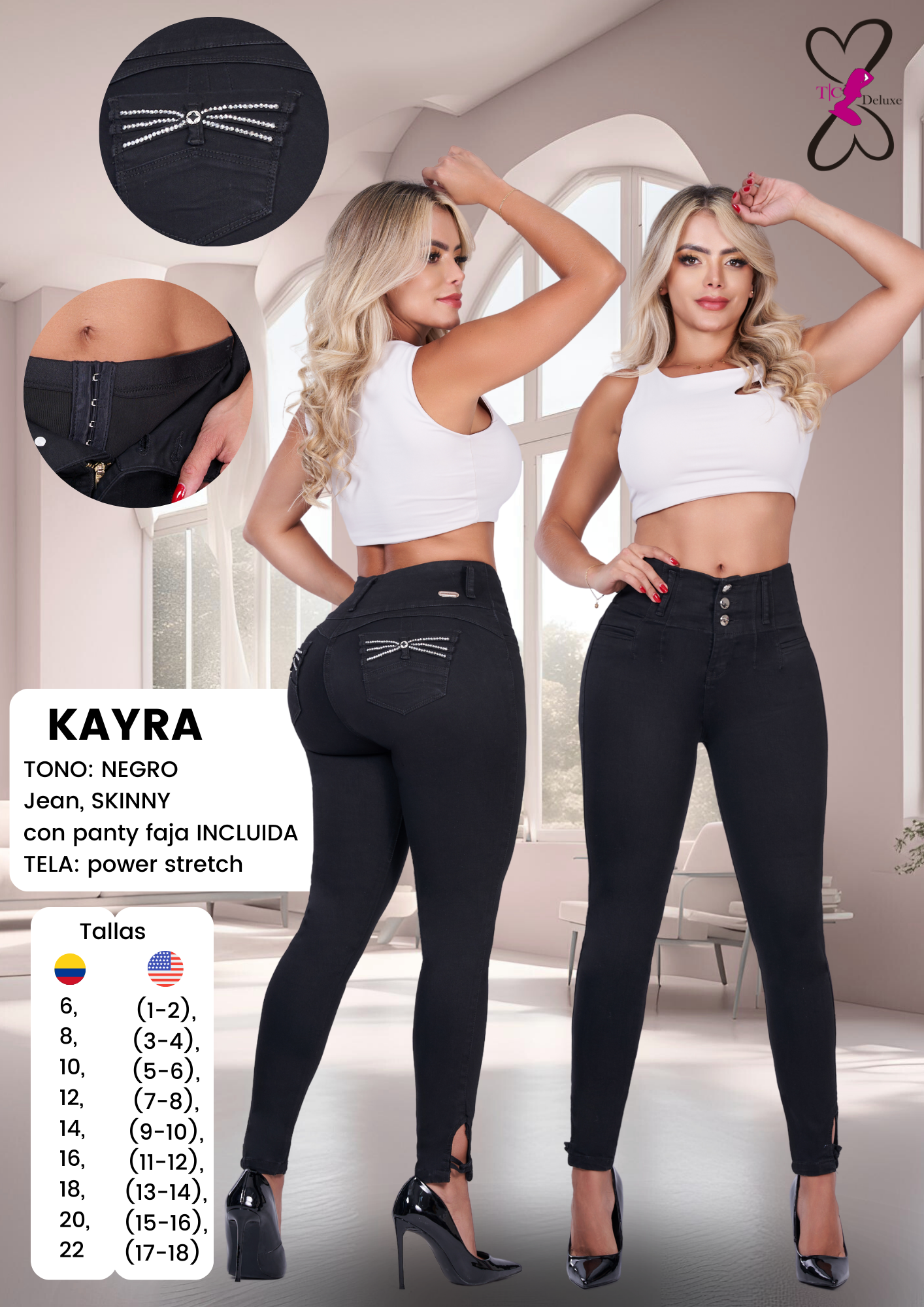 Kayra Jean Colombiano with Internal Girdle style 180 Panty Back Pockets