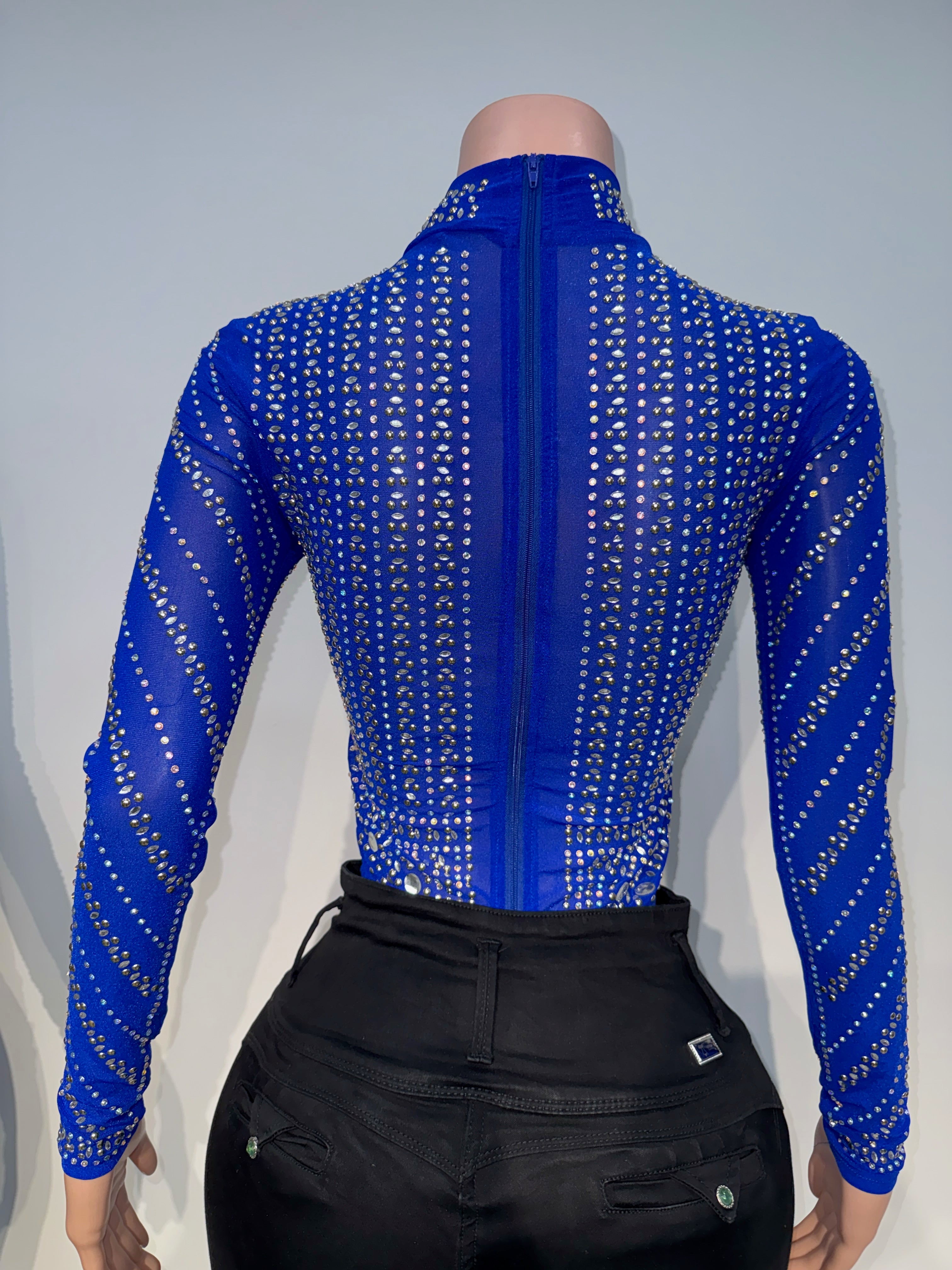 #012 Midnight Glam Crystal Mesh Bodysuit