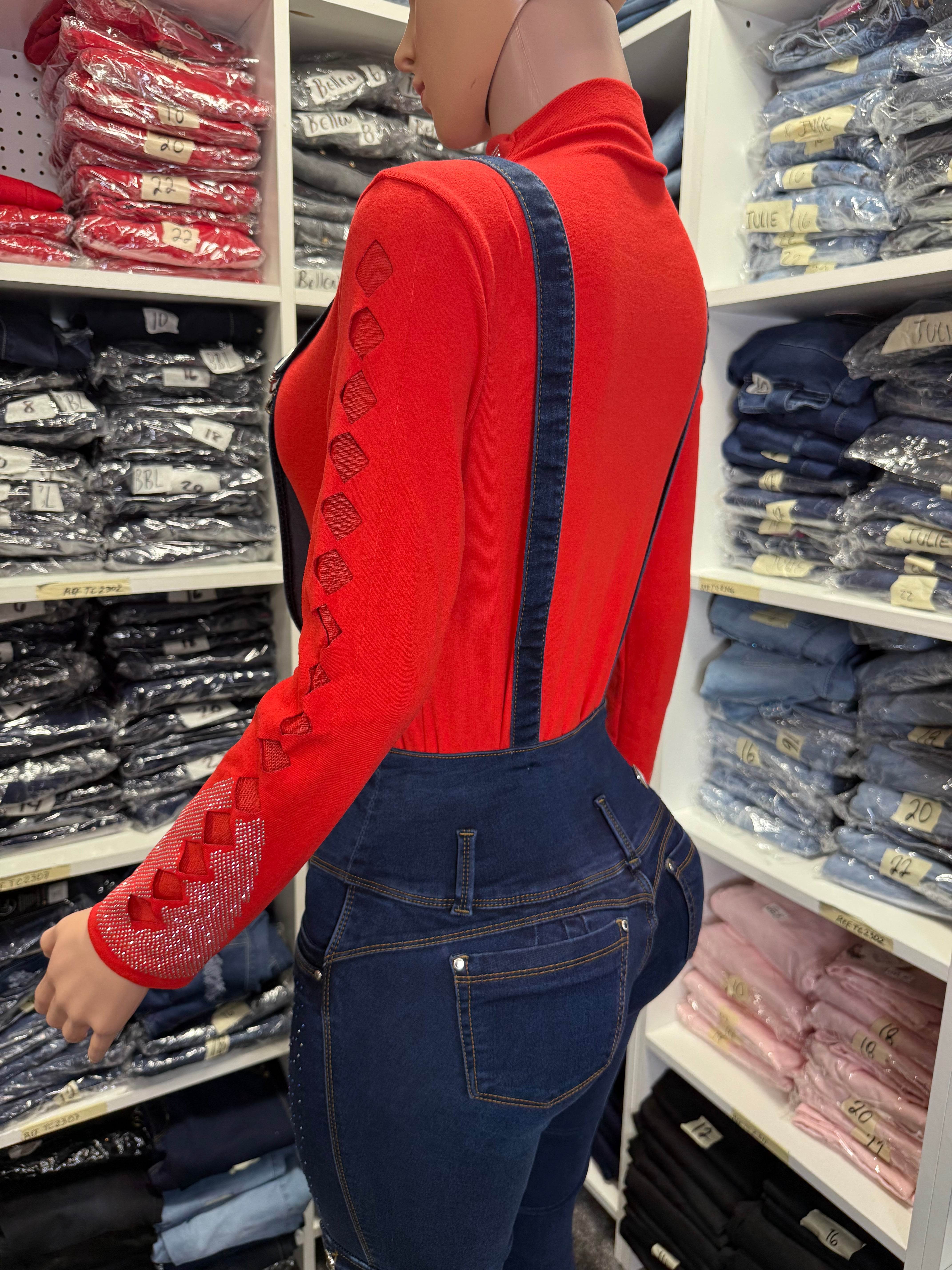 Emma Colombian Jean with internal Girdle Style 360 Overall Design Rhinestones