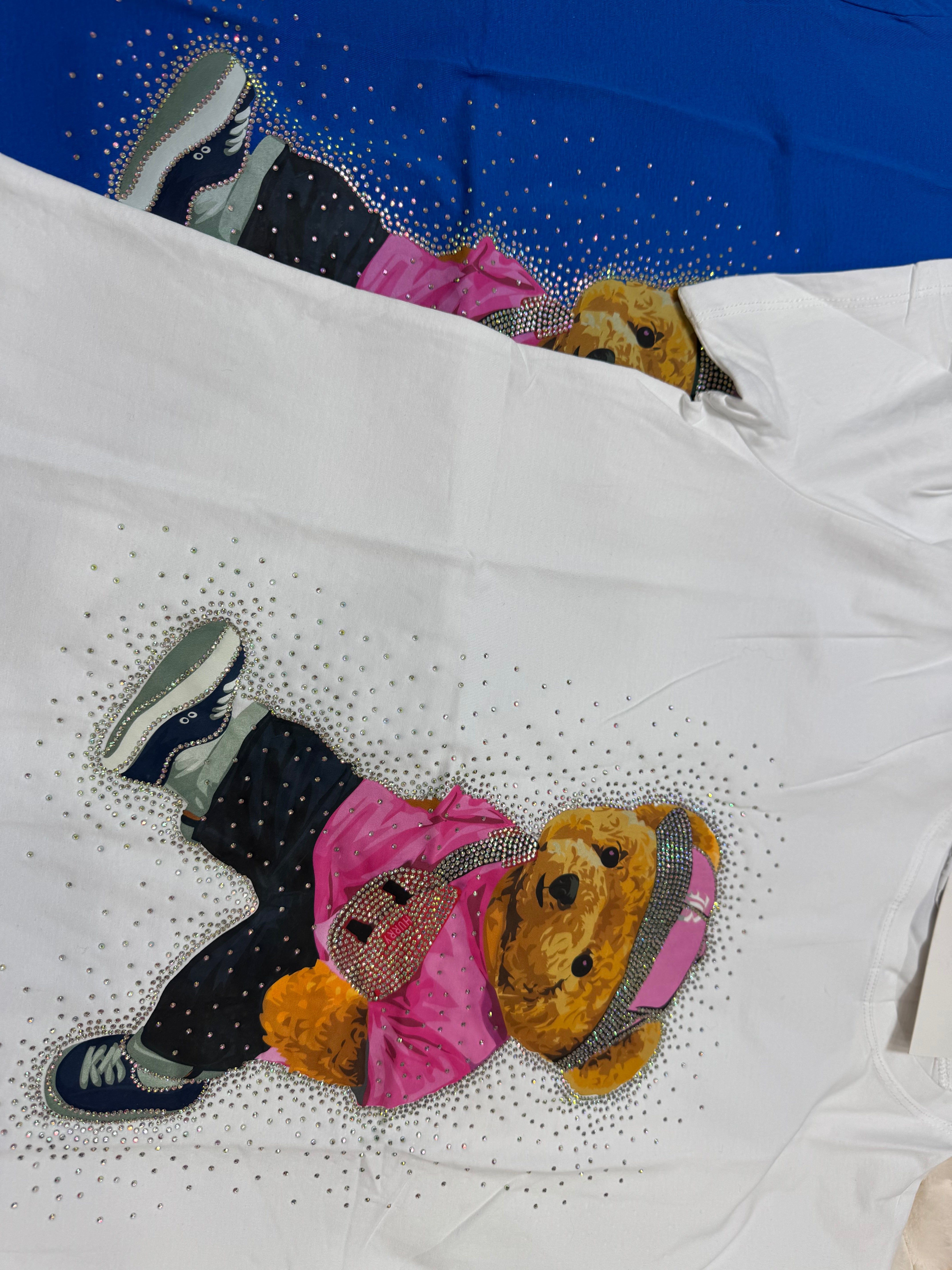#179 Glam Bear Street Tee with Rhinestones