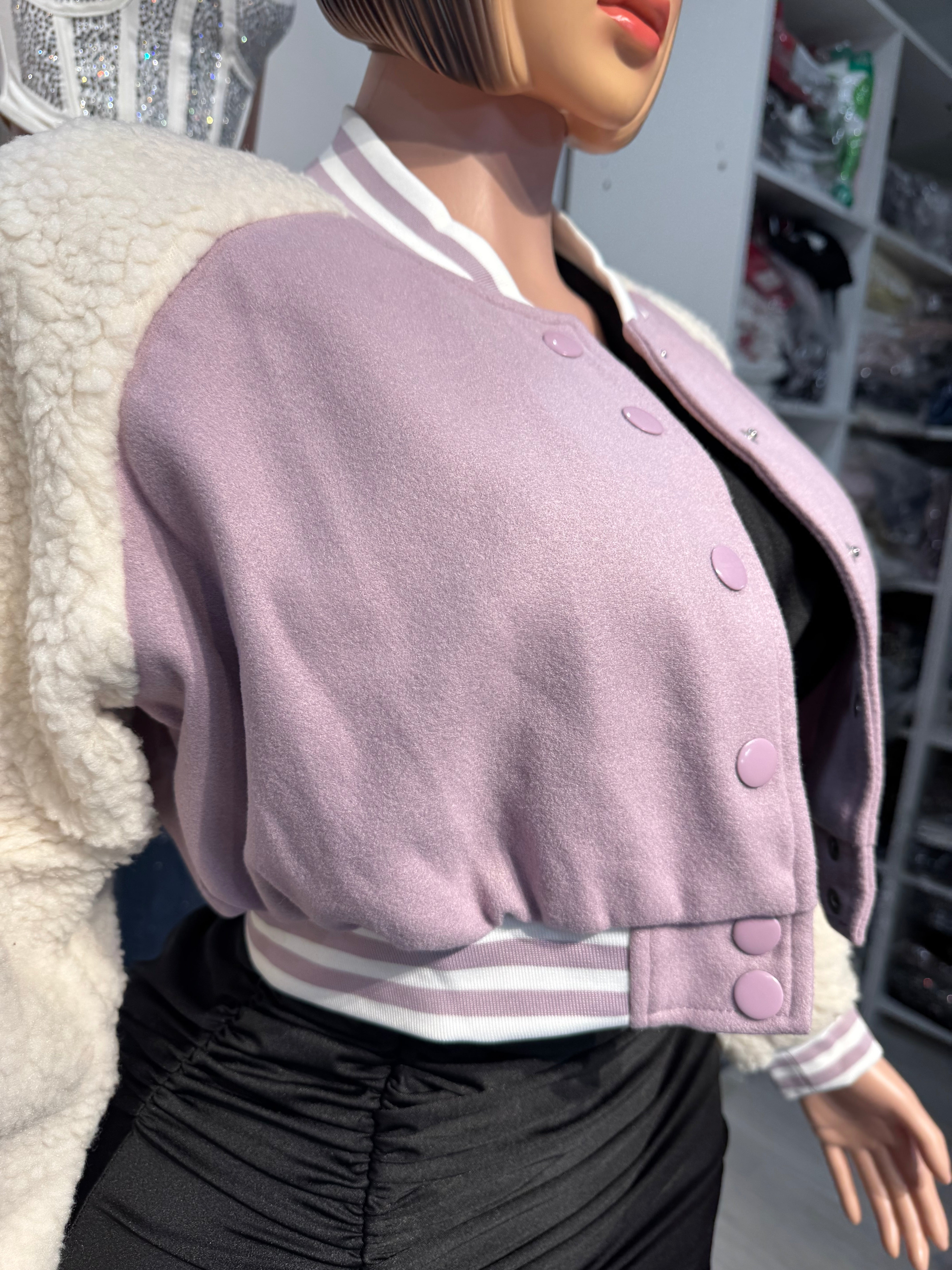 J308 Frost Varsity Teddy Jacket