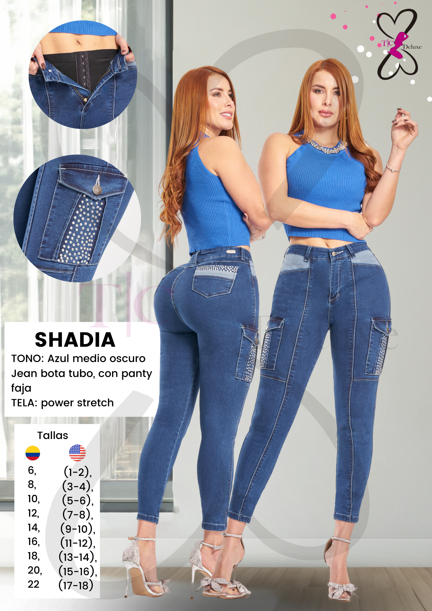 Shadia Colombian Jean with Internal Girdle style 180 panty | 1 button design