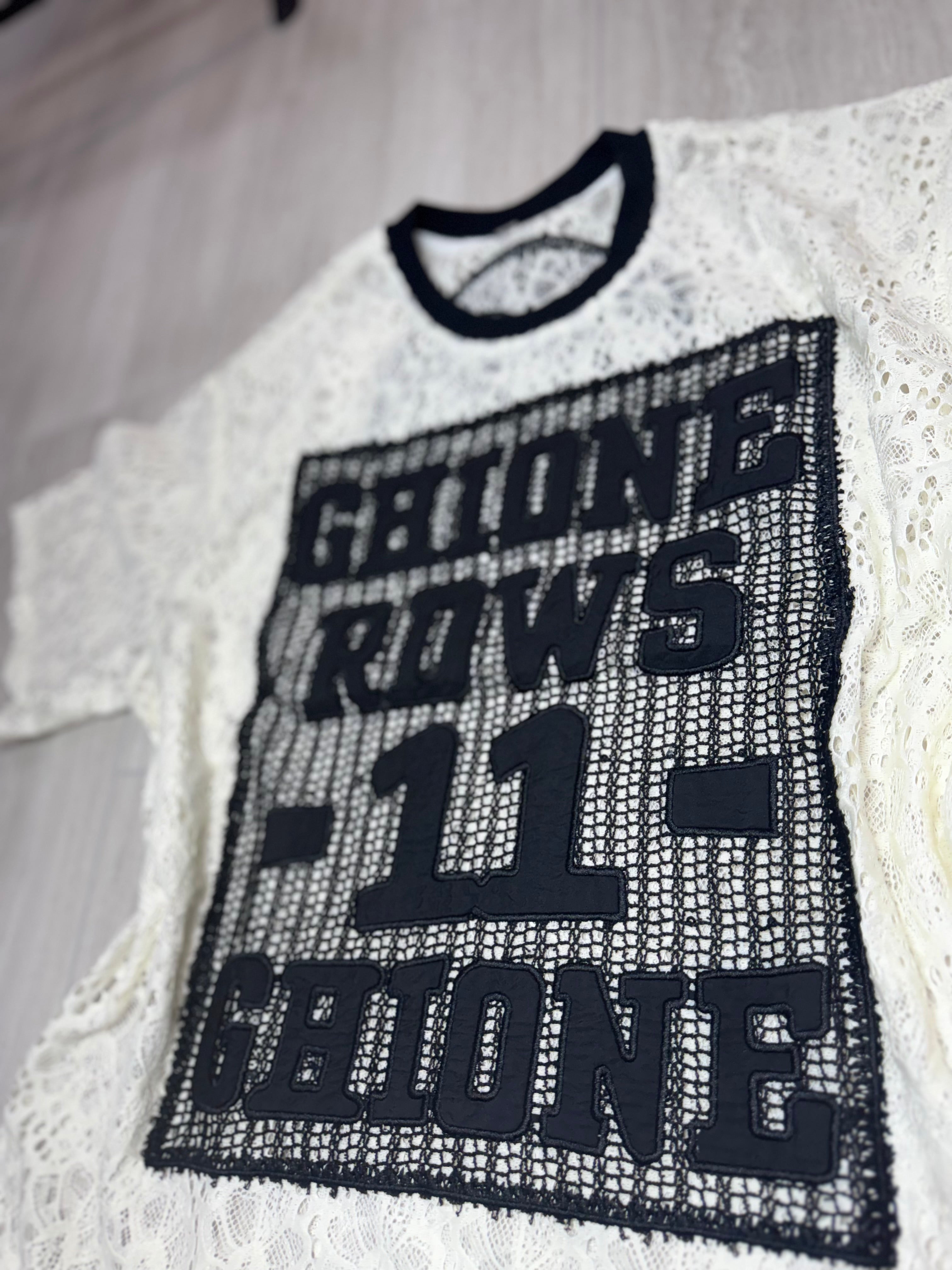 3382 Urban Lace Varsity Tee Number “11” Design