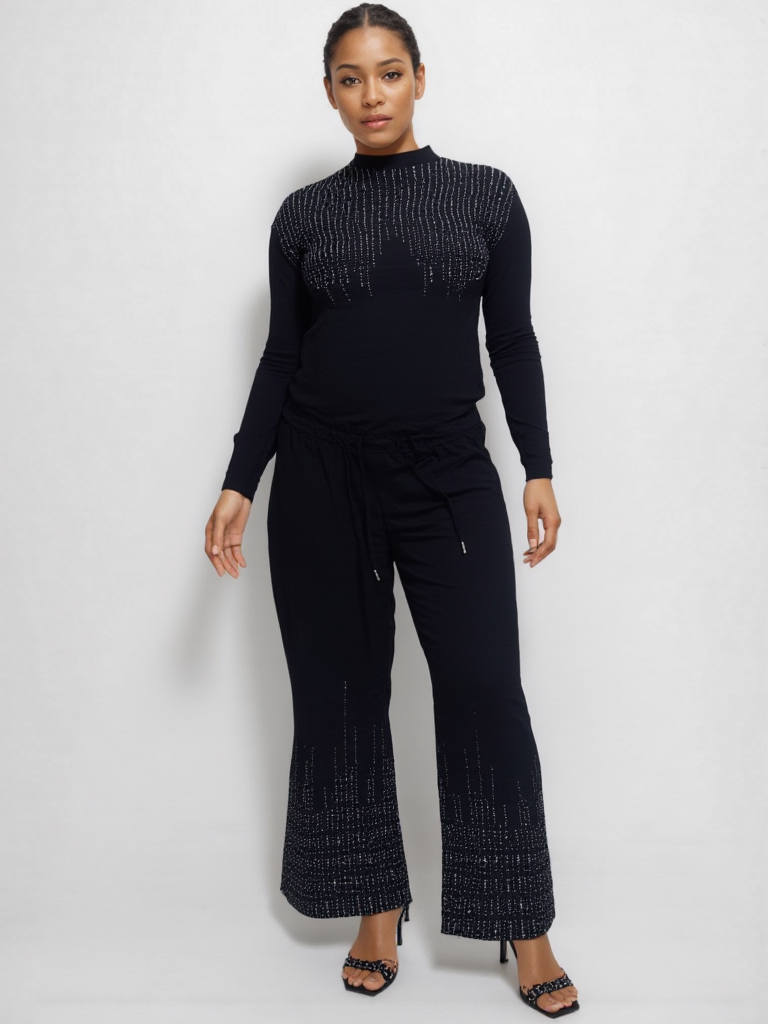 7184 2 Piece Set with Rhinestone Loungewear