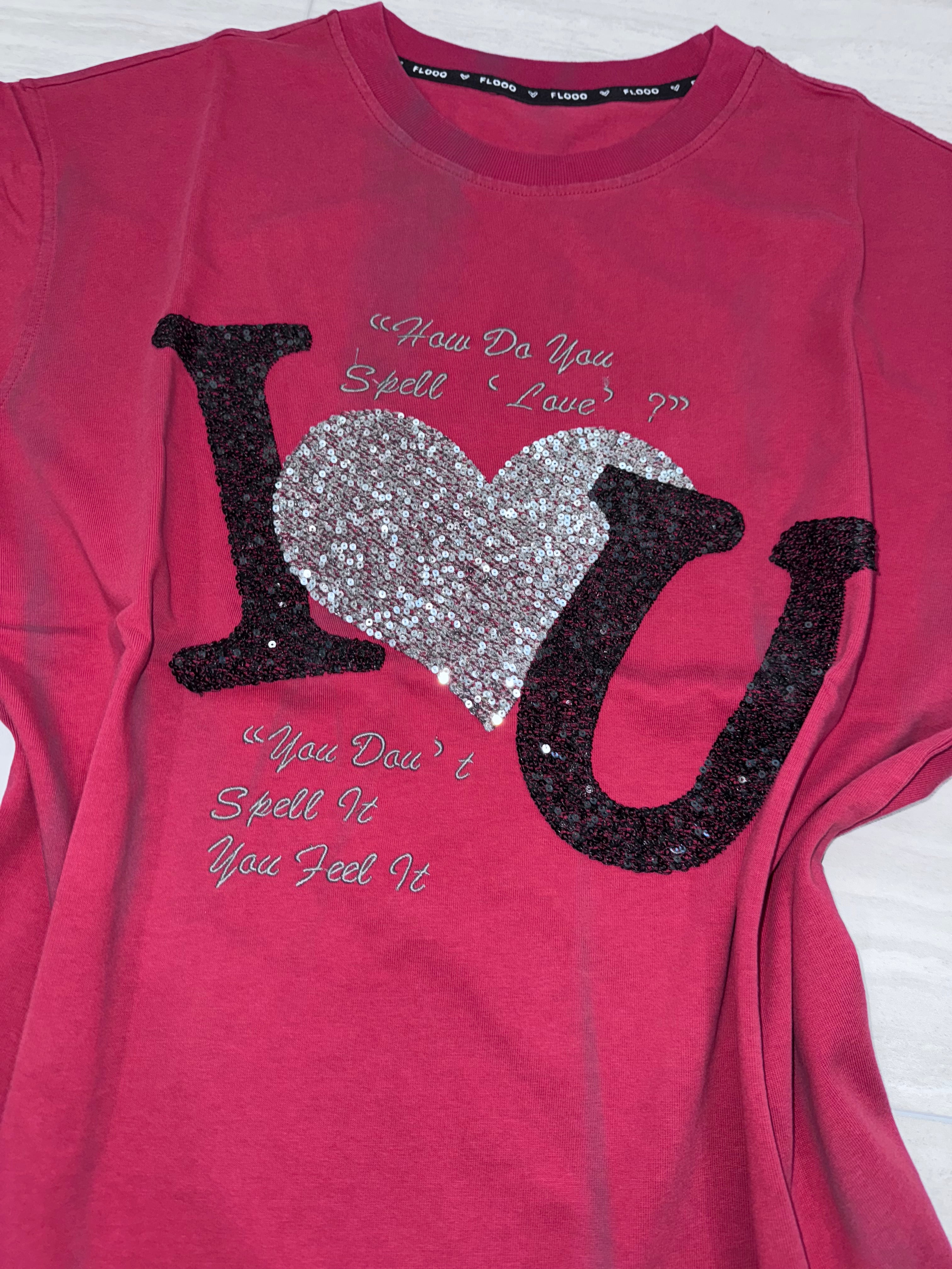 Feel the Love Sequin Tee with Rhinestones oversize