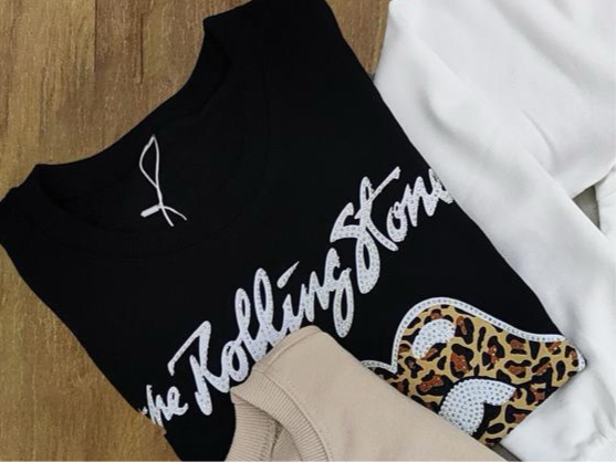 LT583 Women’s Graphic Lips Design Leopard Pullover Sweatshirt - Long Sleeve - Womenswear Casual Comfort