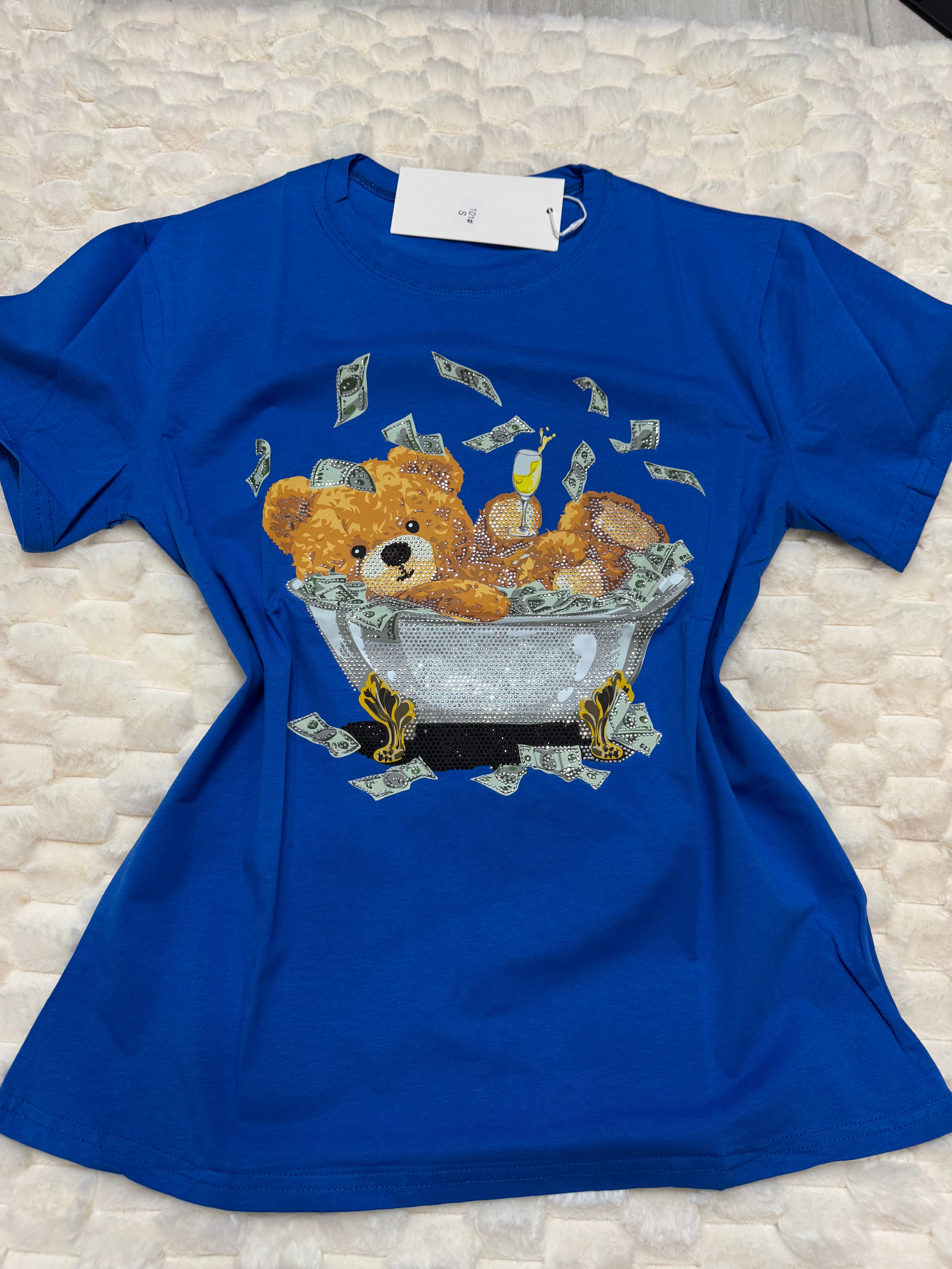 #101 Money Bear Drip Tee with Rhinestones