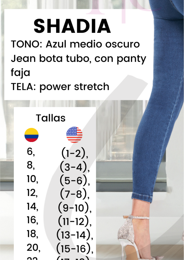 Shadia Colombian Jean with Internal Girdle style 180 panty | 1 button design