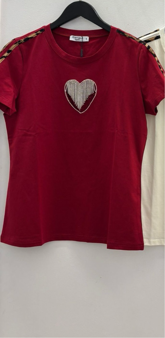 N1351 TShirt with Open Heart Design Rhinestones
