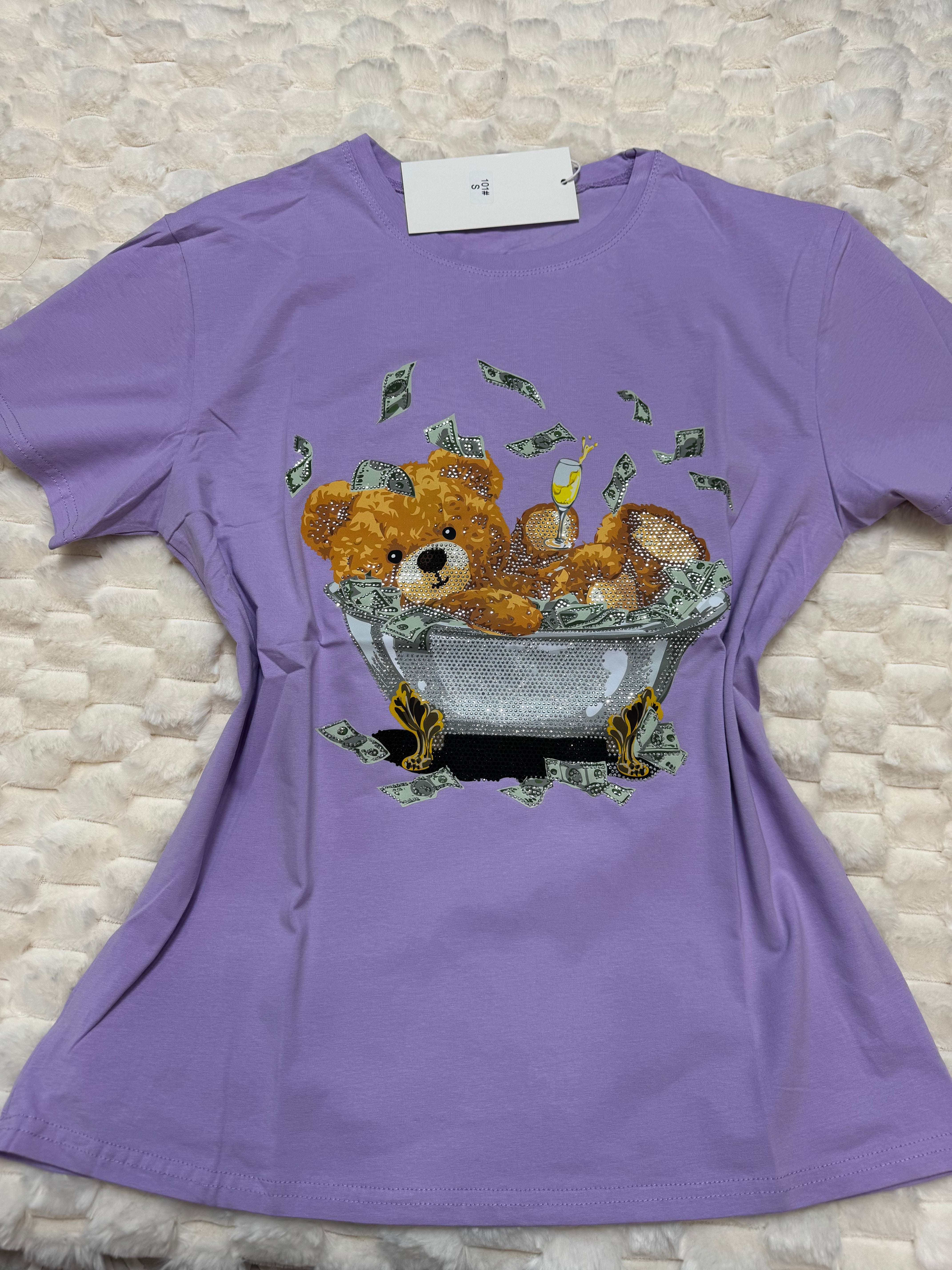 #101 Money Bear Drip Tee with Rhinestones