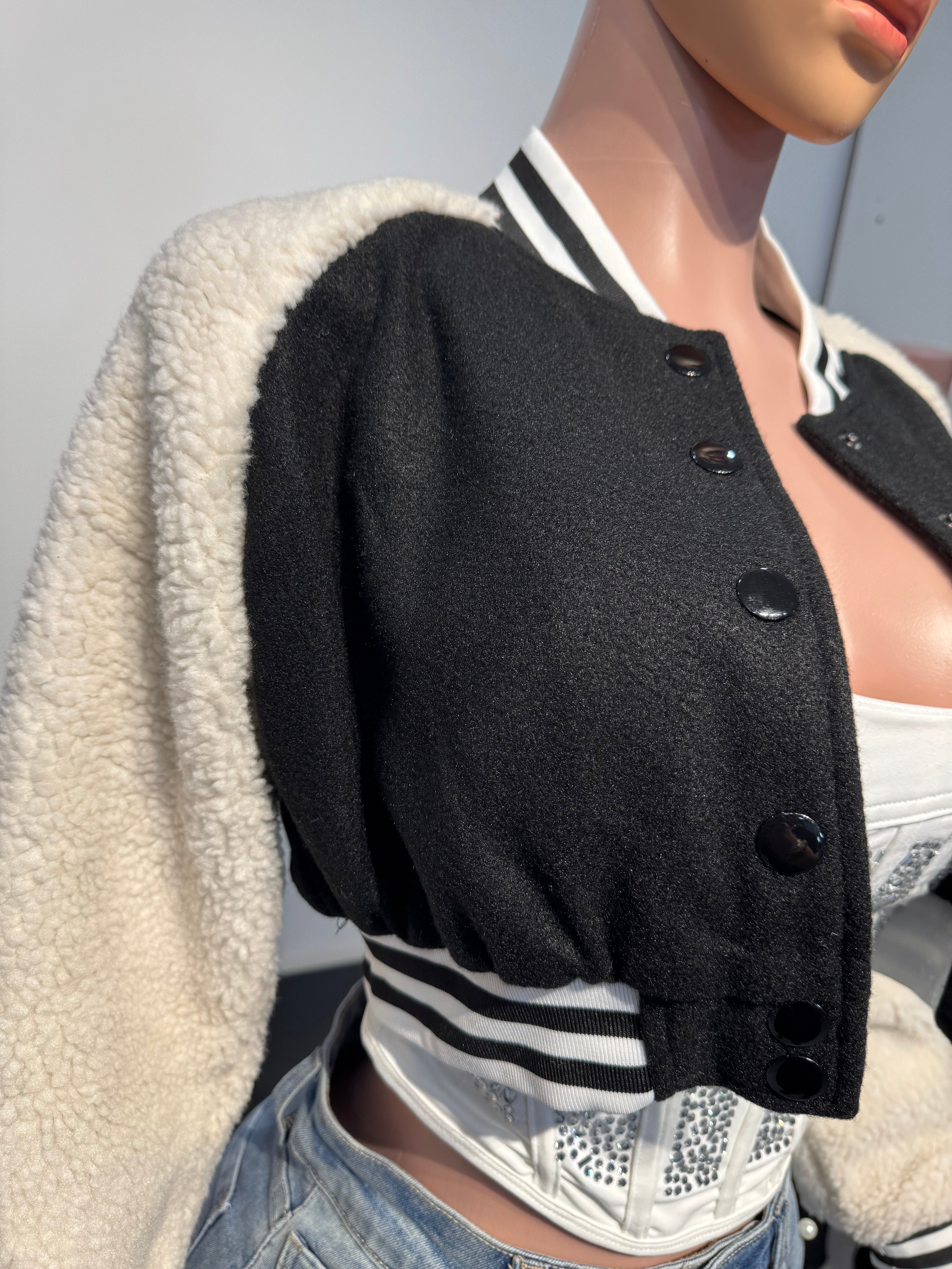 J308 Frost Varsity Teddy Jacket