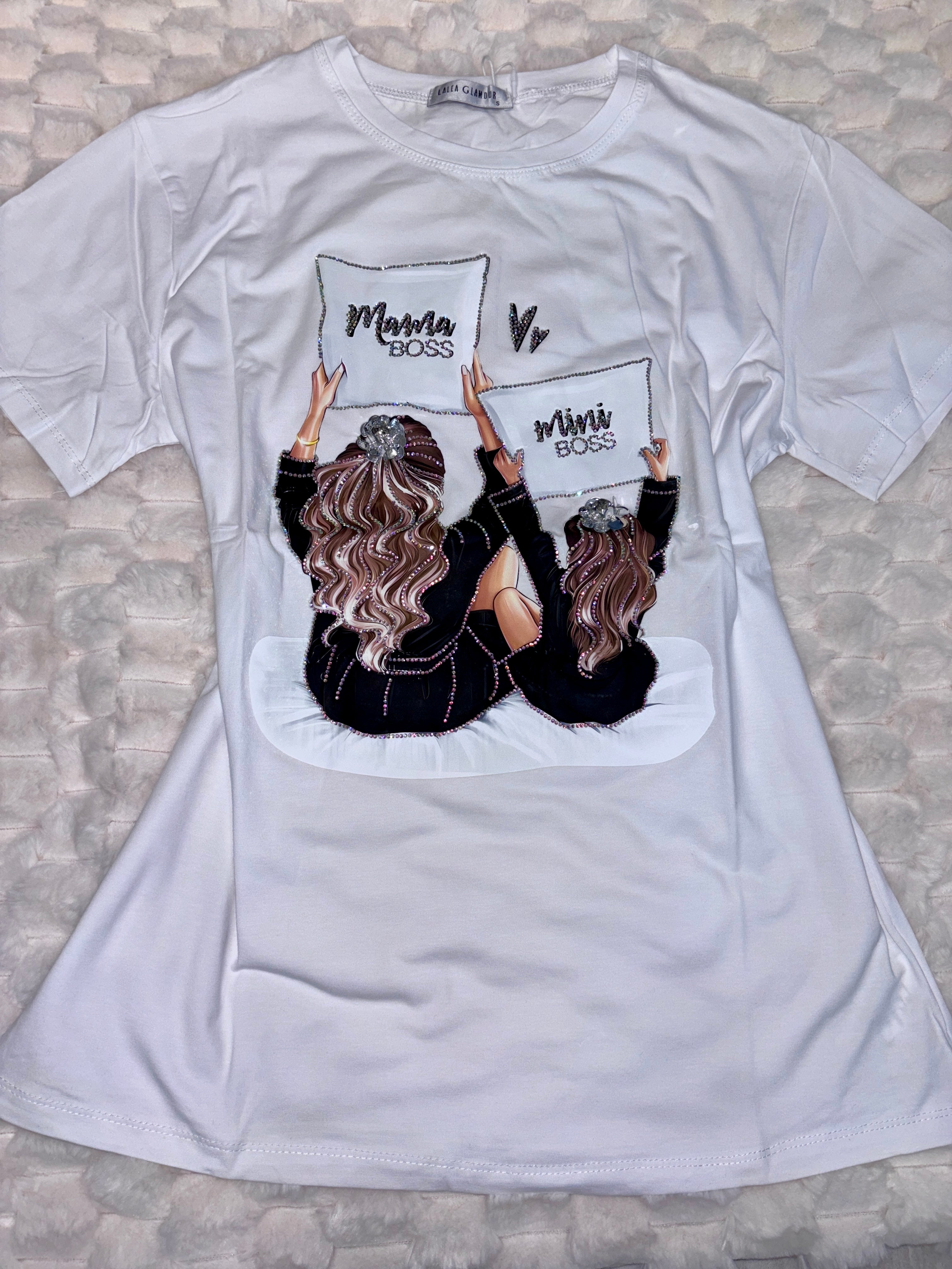 #192 Mama & Mini Boss Sparkle Tee with Rhinestones