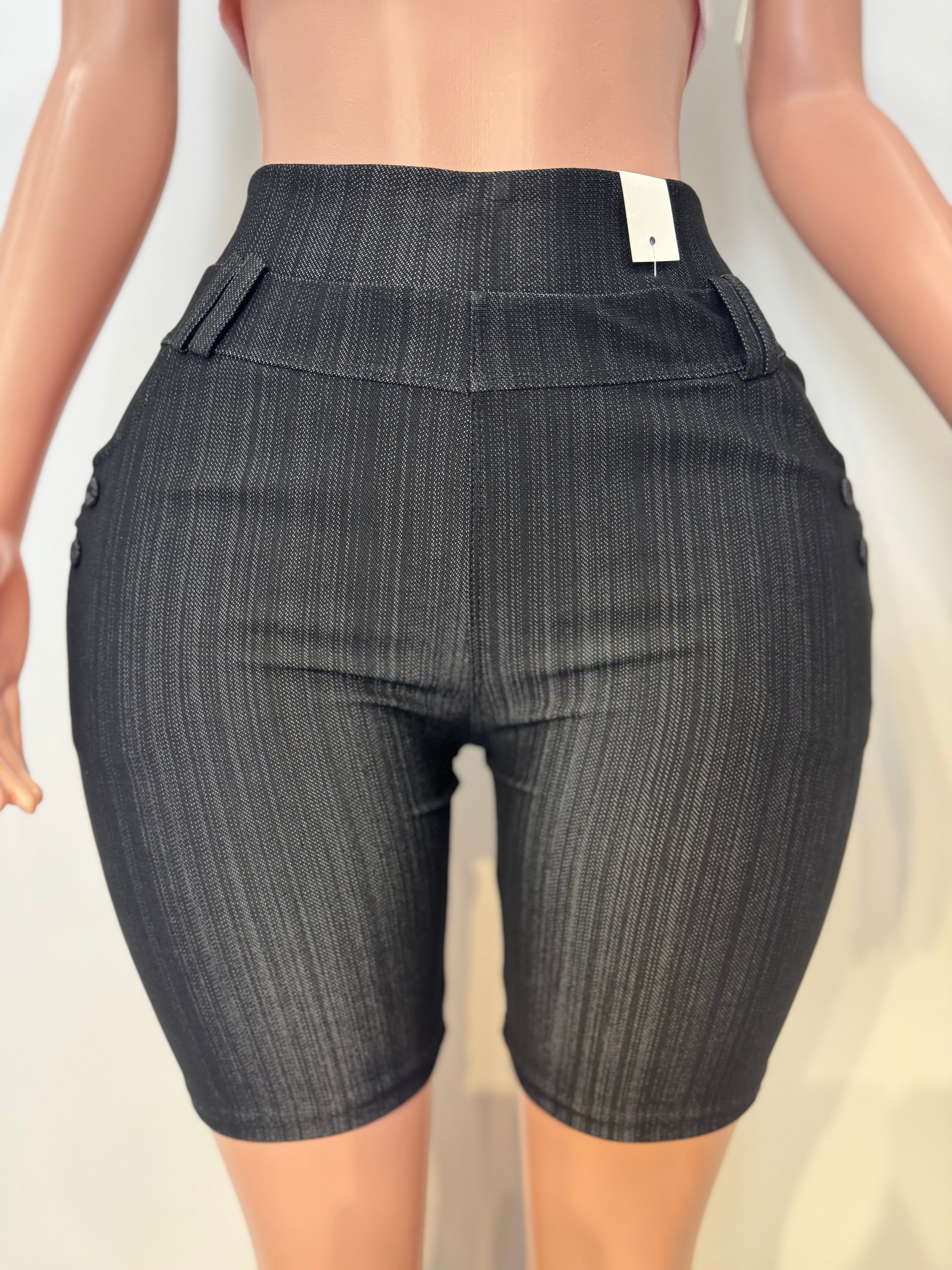 NZ503 Dark Boss Mode Pinstripe Biker Shorts