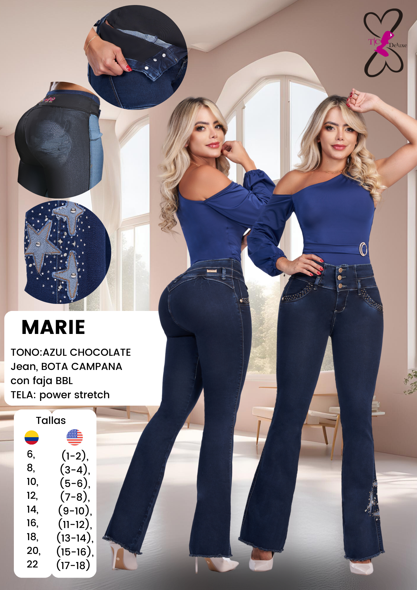 Marie Colombian Jean with Internal Girdle Style 360 & BBL Star Patch
