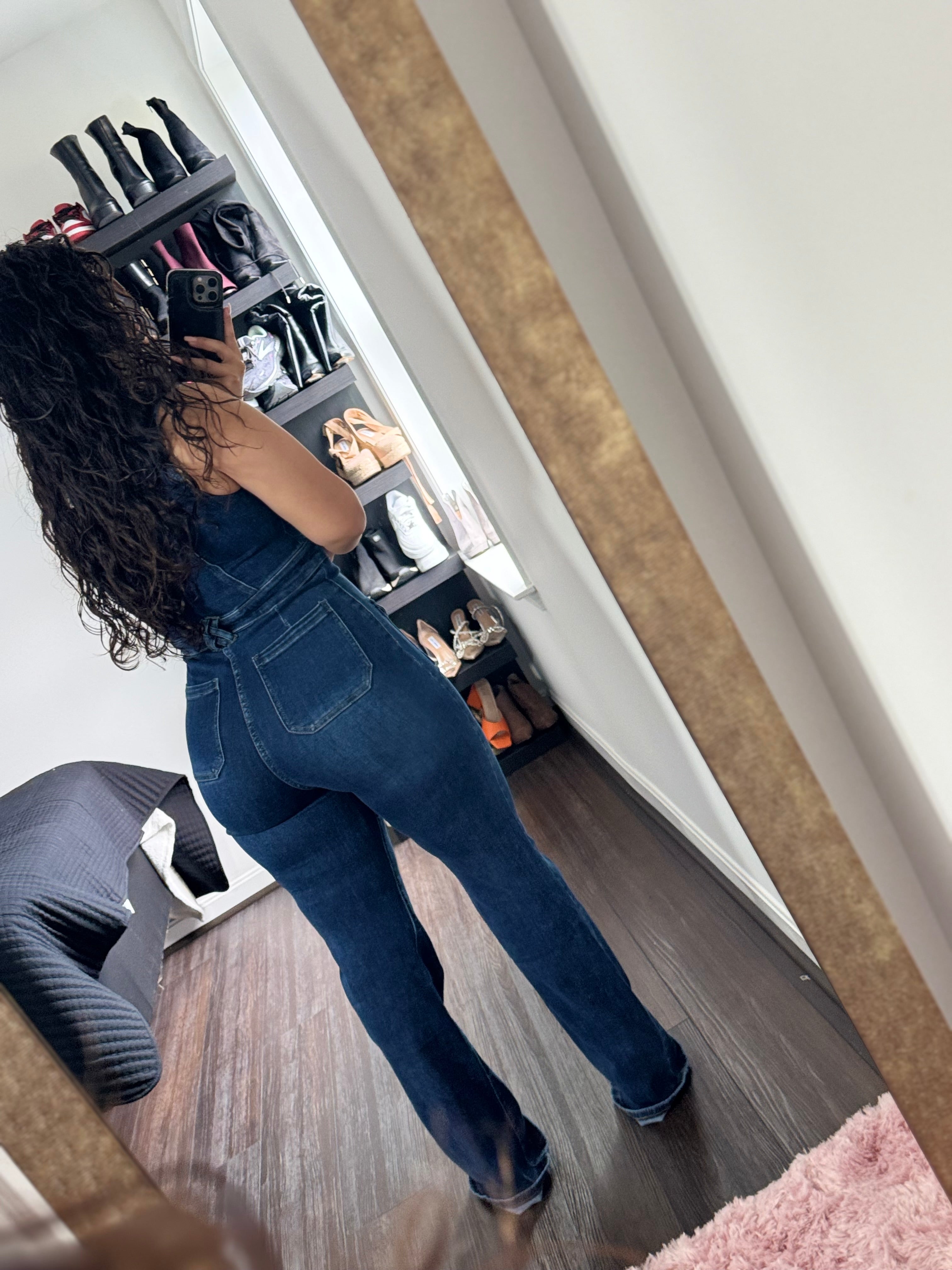 10720 Snatched & Zipped Denim Jumpsuit