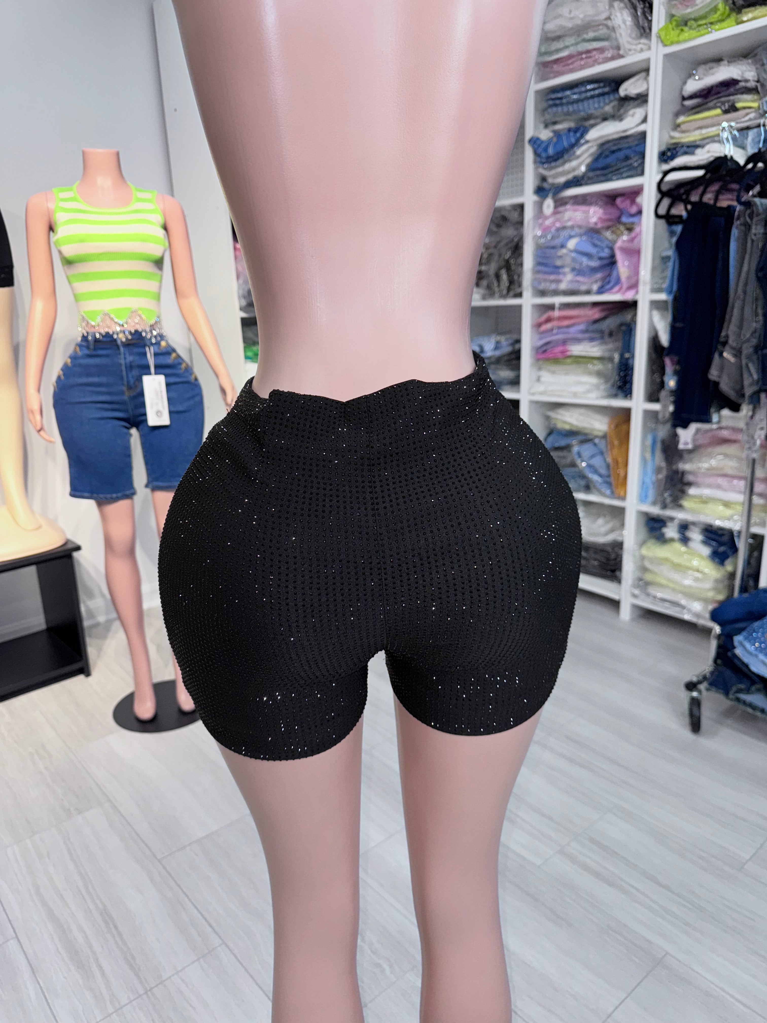 2935 Midnight Sparkle Shorts with rhinestone
