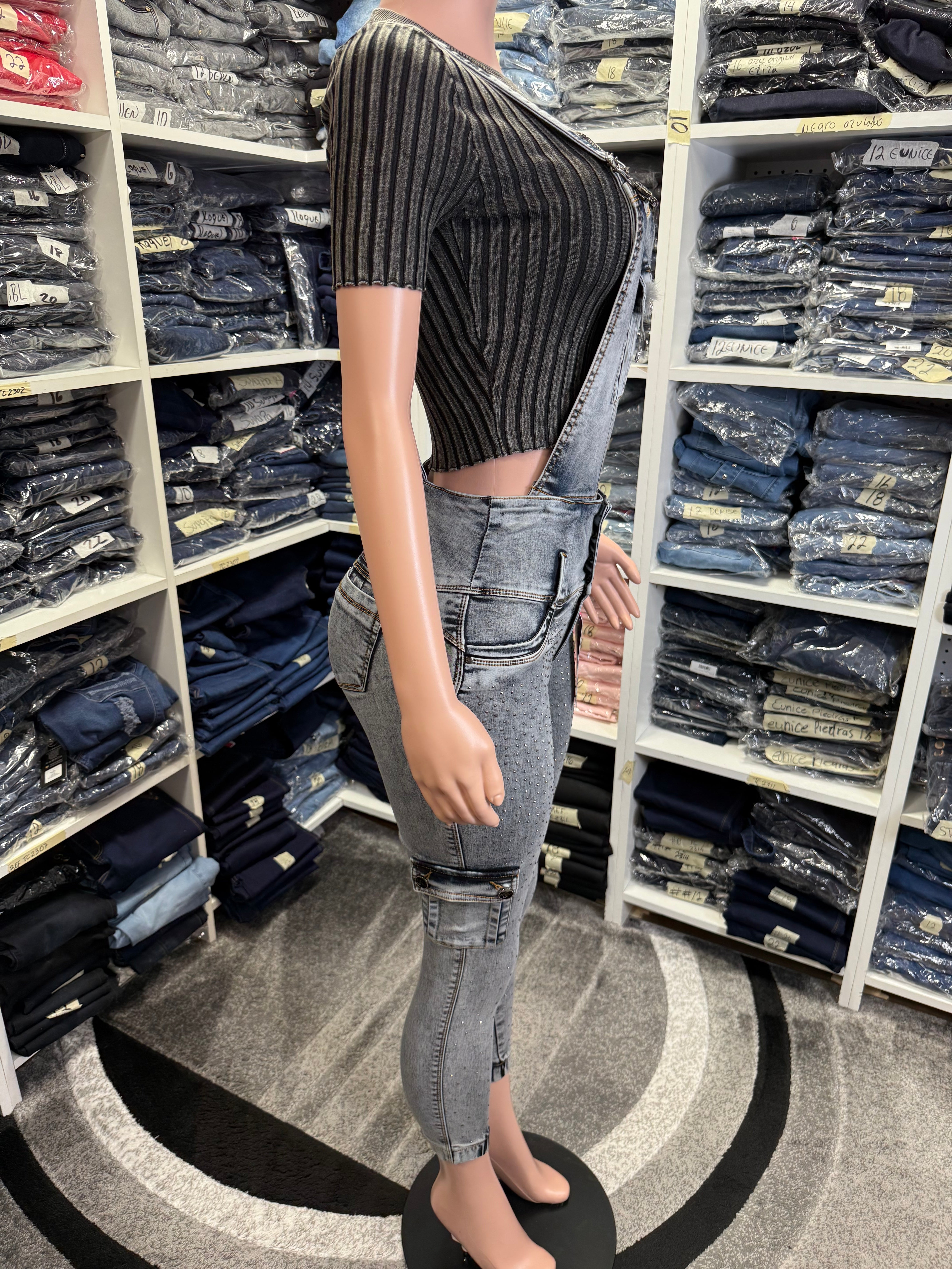 Emma-G Colombian Jean Overall with internal girdle style 360 with Rhinestones