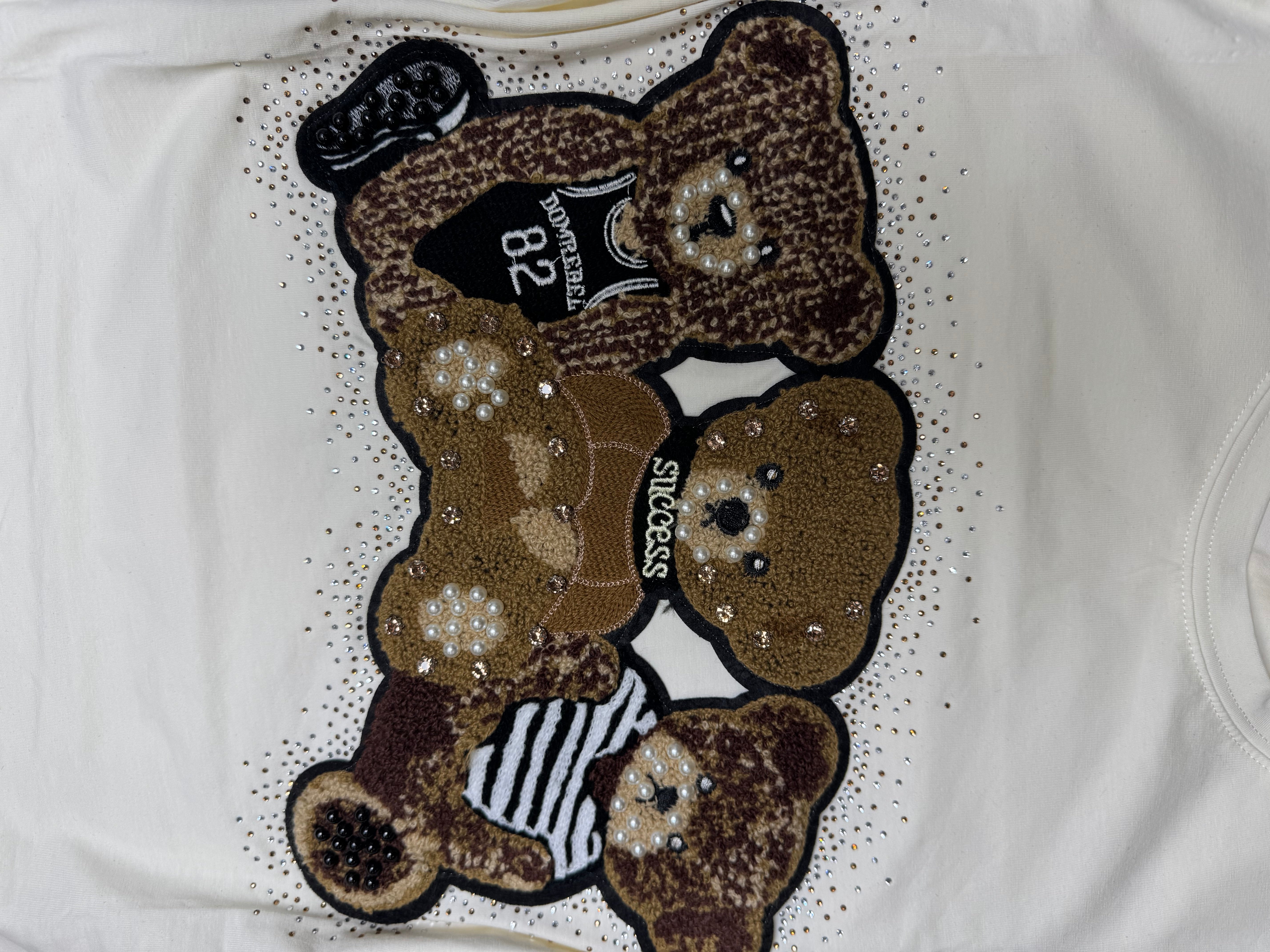 N1195 Triple Threat Teddy Glam Tee with Rhinestones