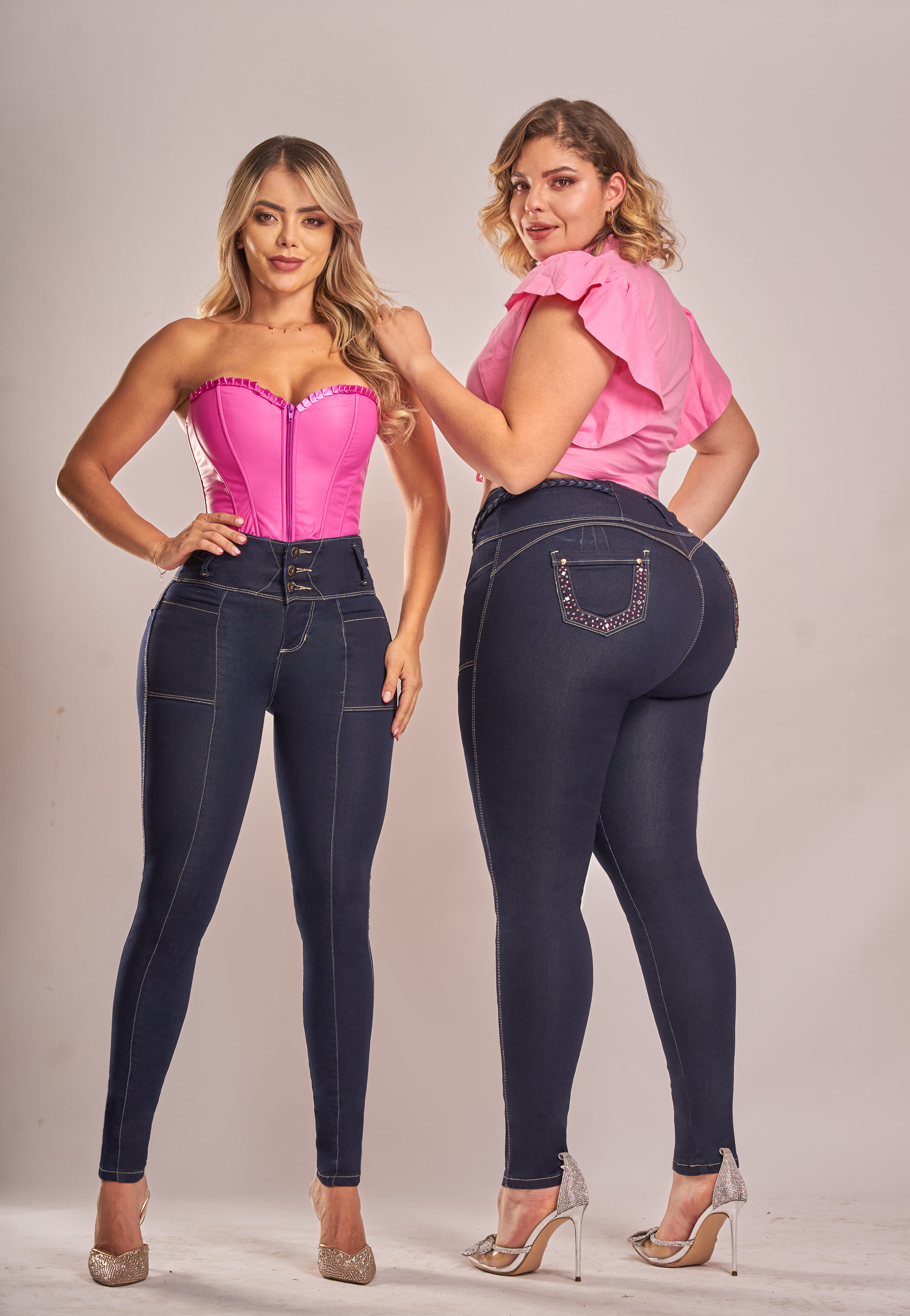 Paris Colombian Jean with Internal Girdle Style BBL & 360 Pockets with Rhinestone