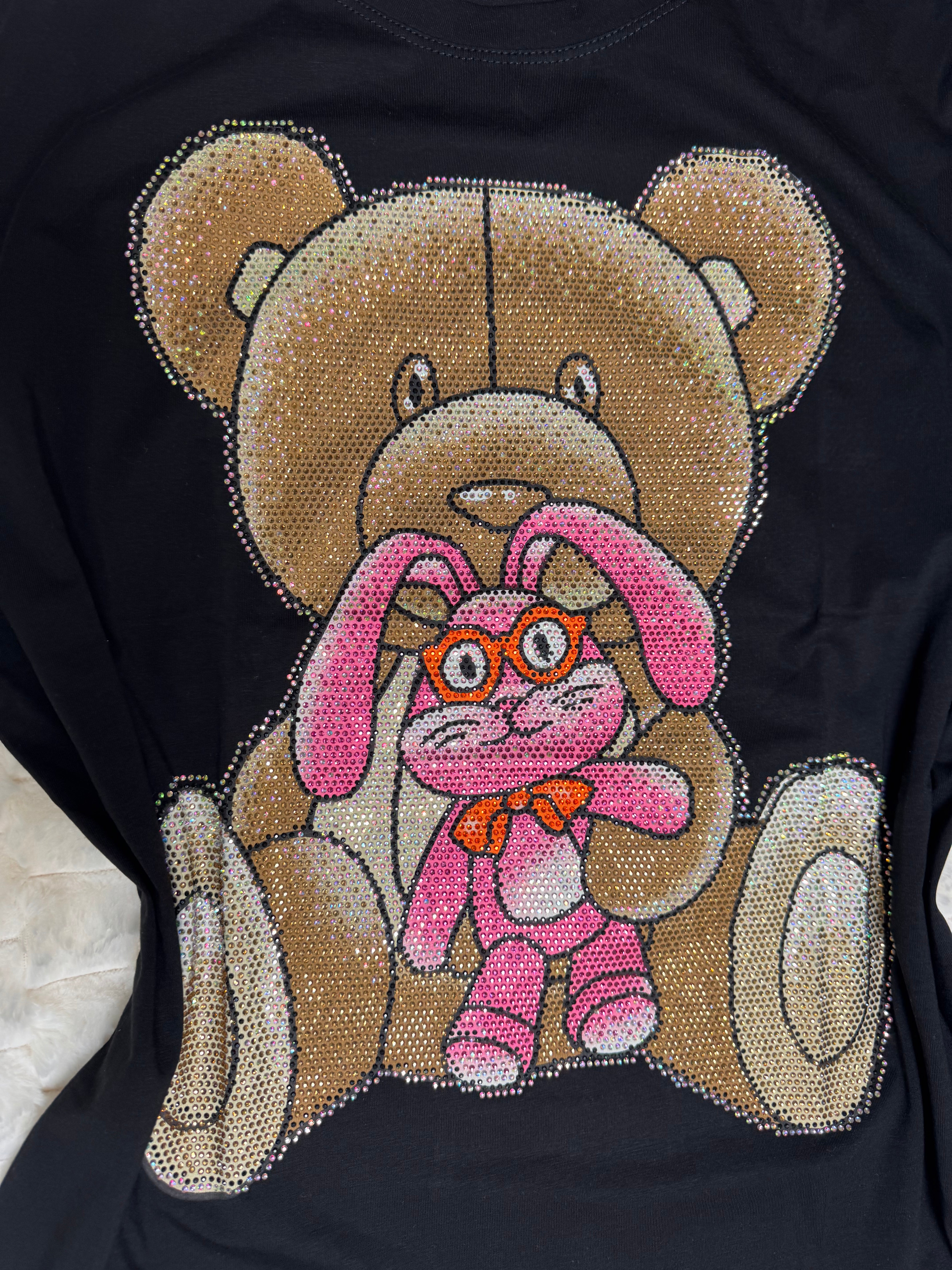 K10010 Cuddle Sparkle Duo Tee – Bear & Bunny Edition with rhinestones