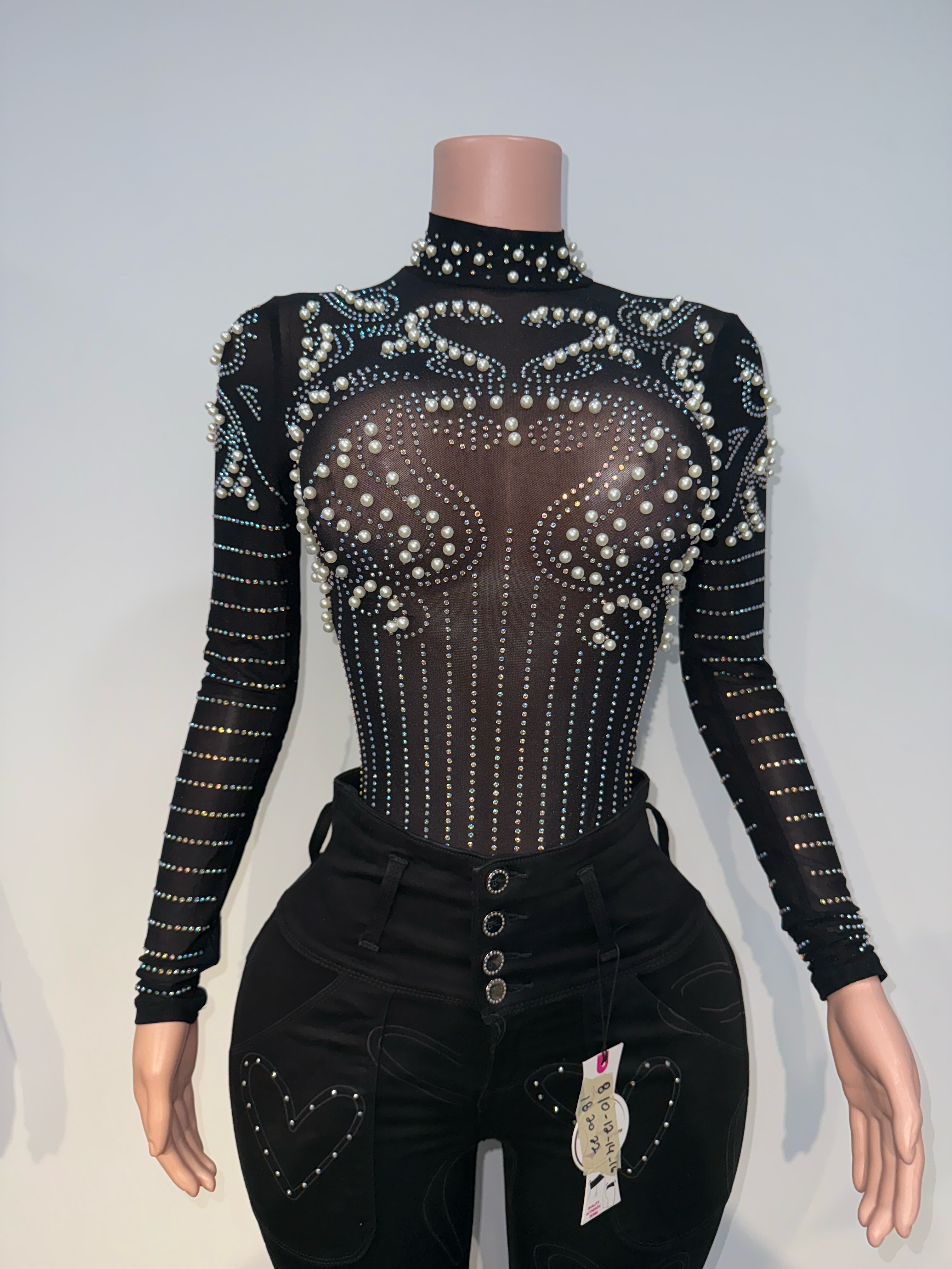 #607 Pearl Luxe Sheer Bodysuit