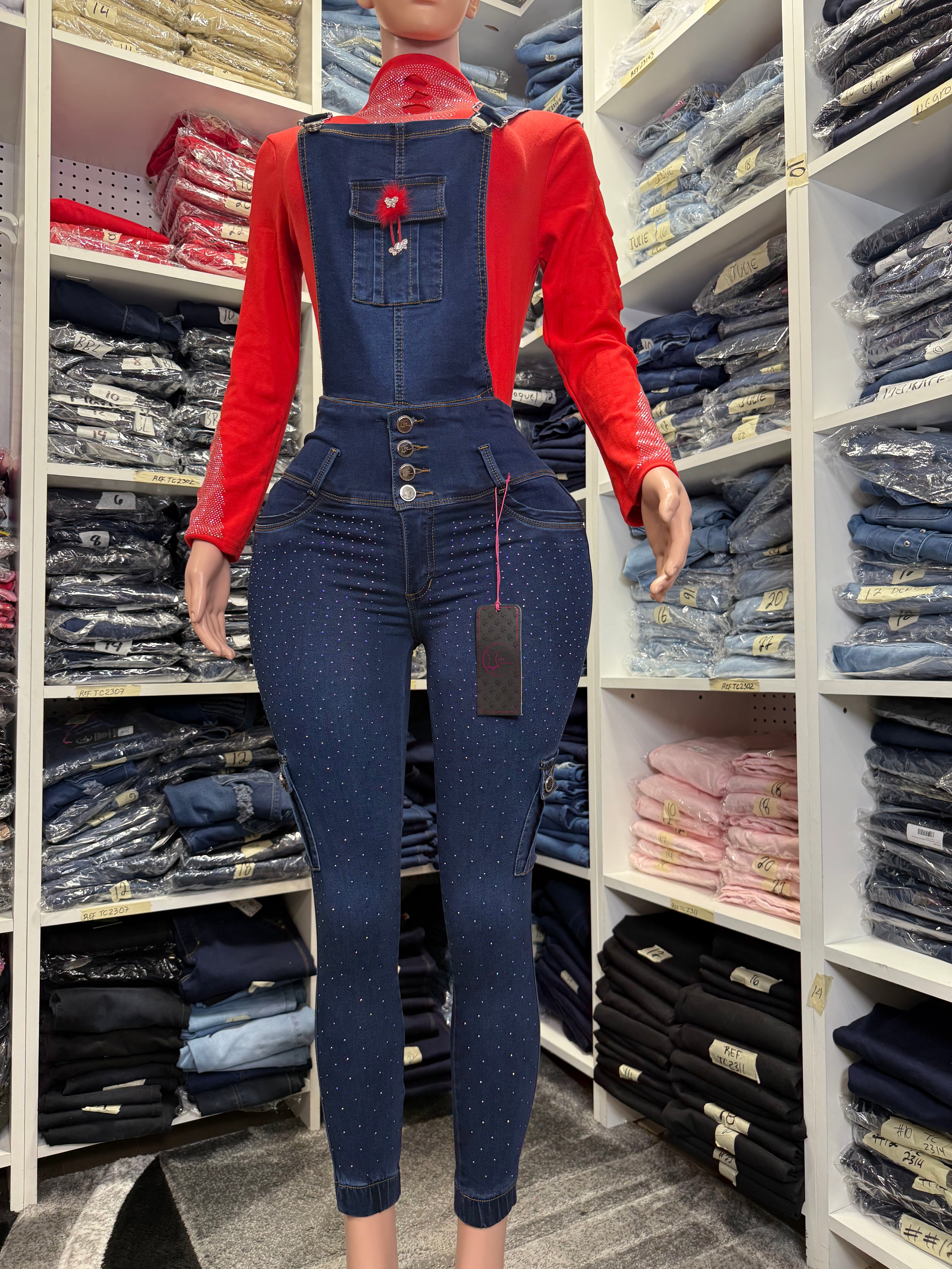 Emma Colombian Jean with internal Girdle Style 360 Overall Design Rhinestones