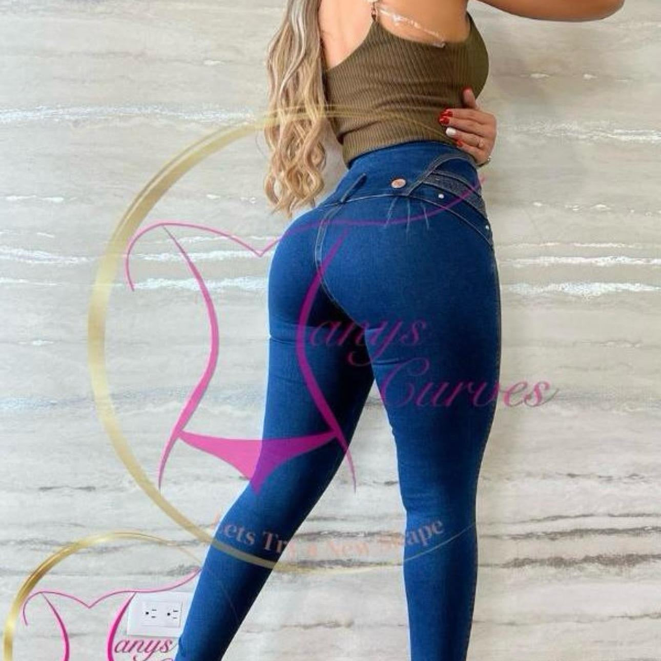 2307-AC Colombian Jean with internal girdle style 360 5 button style embroidery