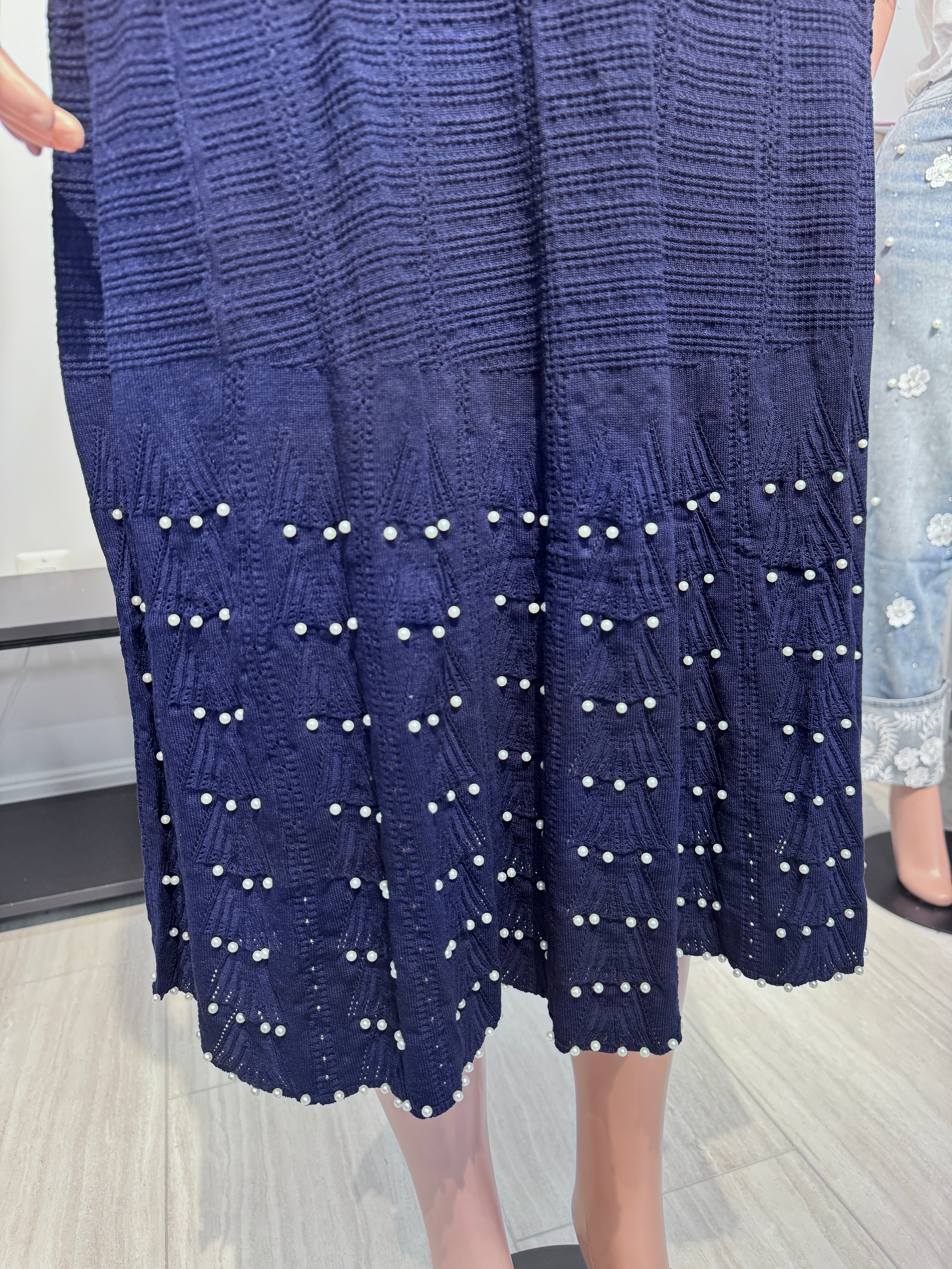 2506 Midnight Elegance Knit Dress with Belt