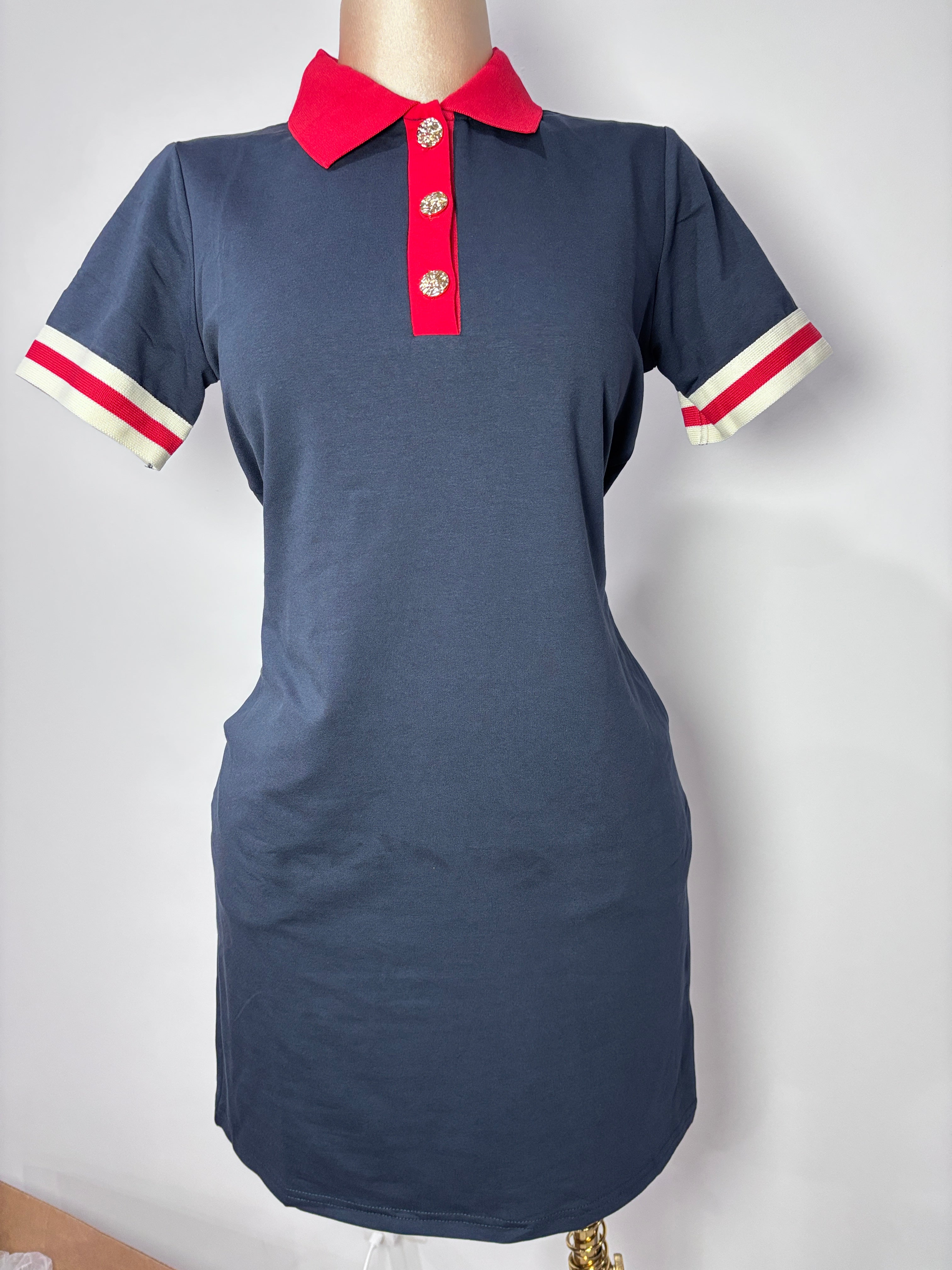 A9608 Varsity Chic Polo Dress