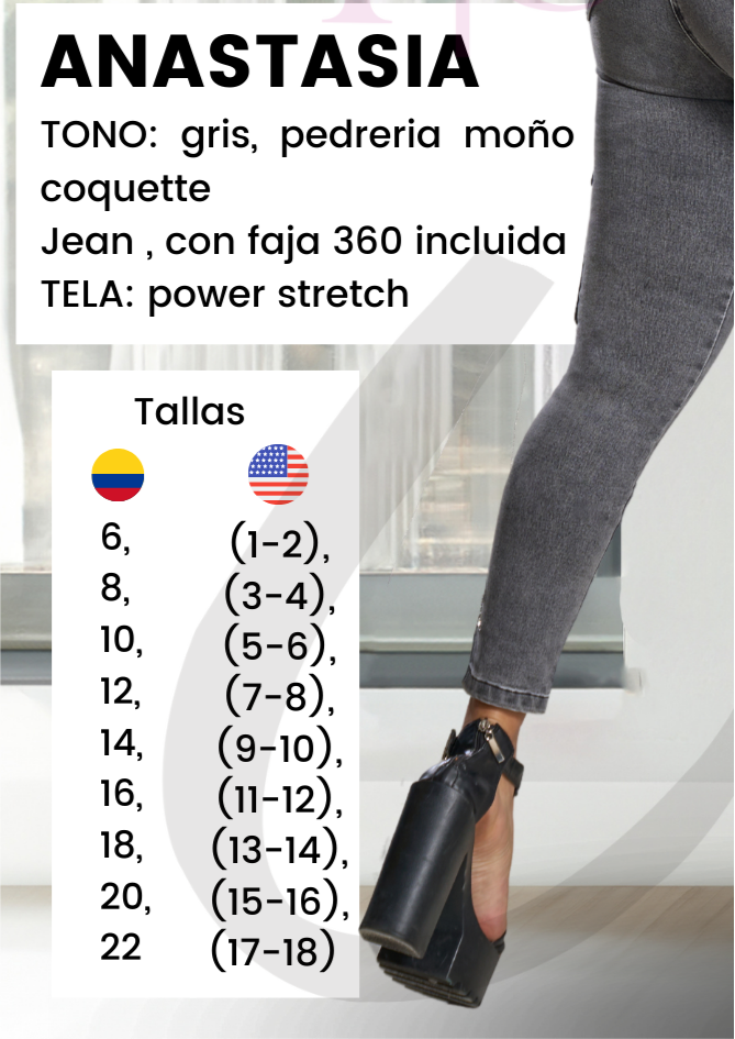 Anastasia Colombian Jean with Internal Girdle Style 360 Mono Coquette 3 Button design