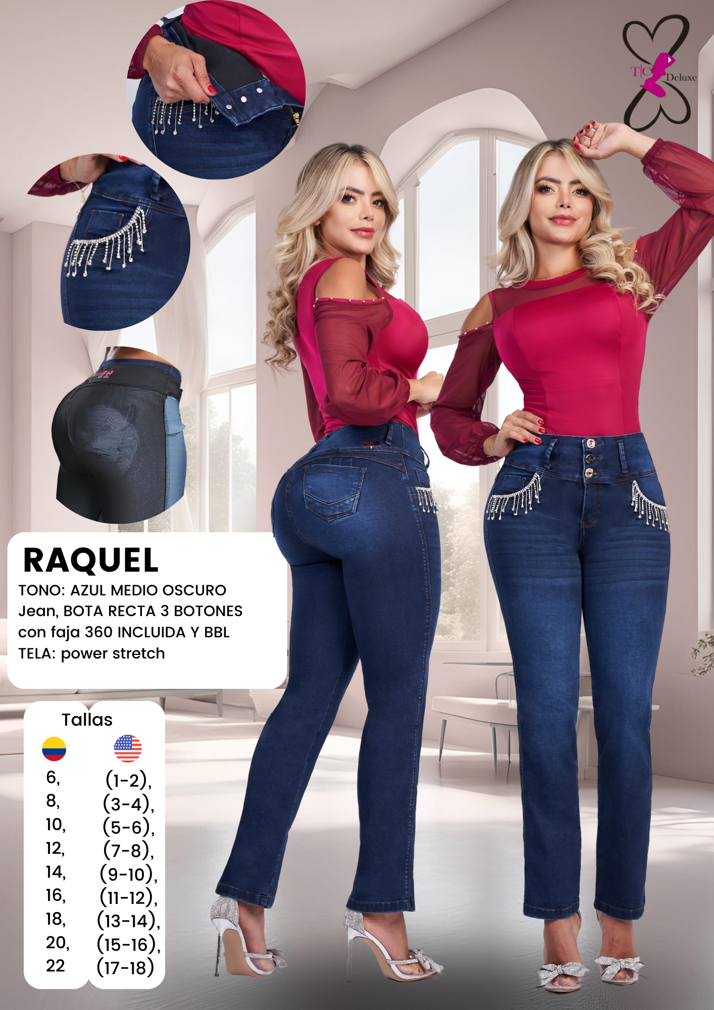 Raquel Colombian Jean with Internal Girdle Style Dual Faja 360 & BBL Boot Cut for Women’s Bottoms — Women’s Wear