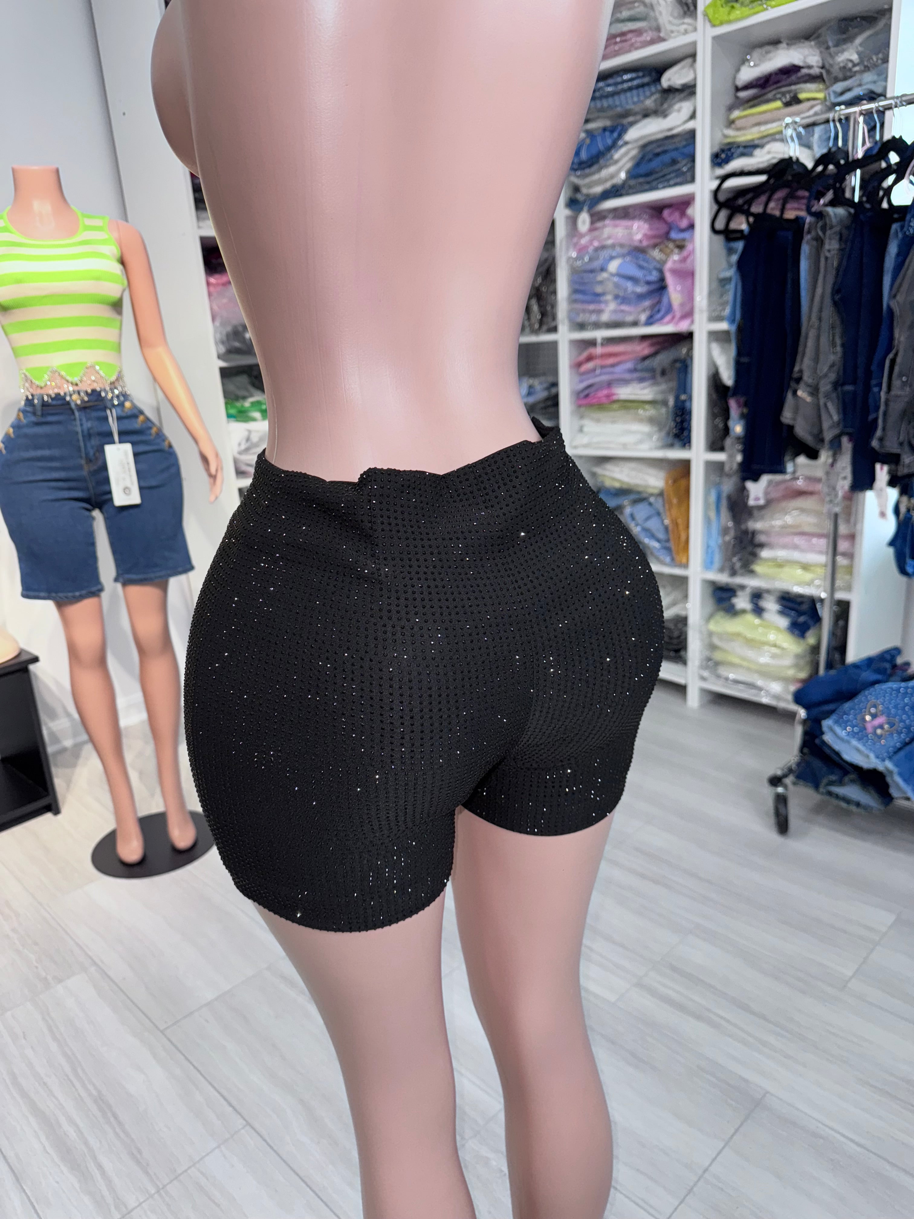 2935 Midnight Sparkle Shorts with rhinestone