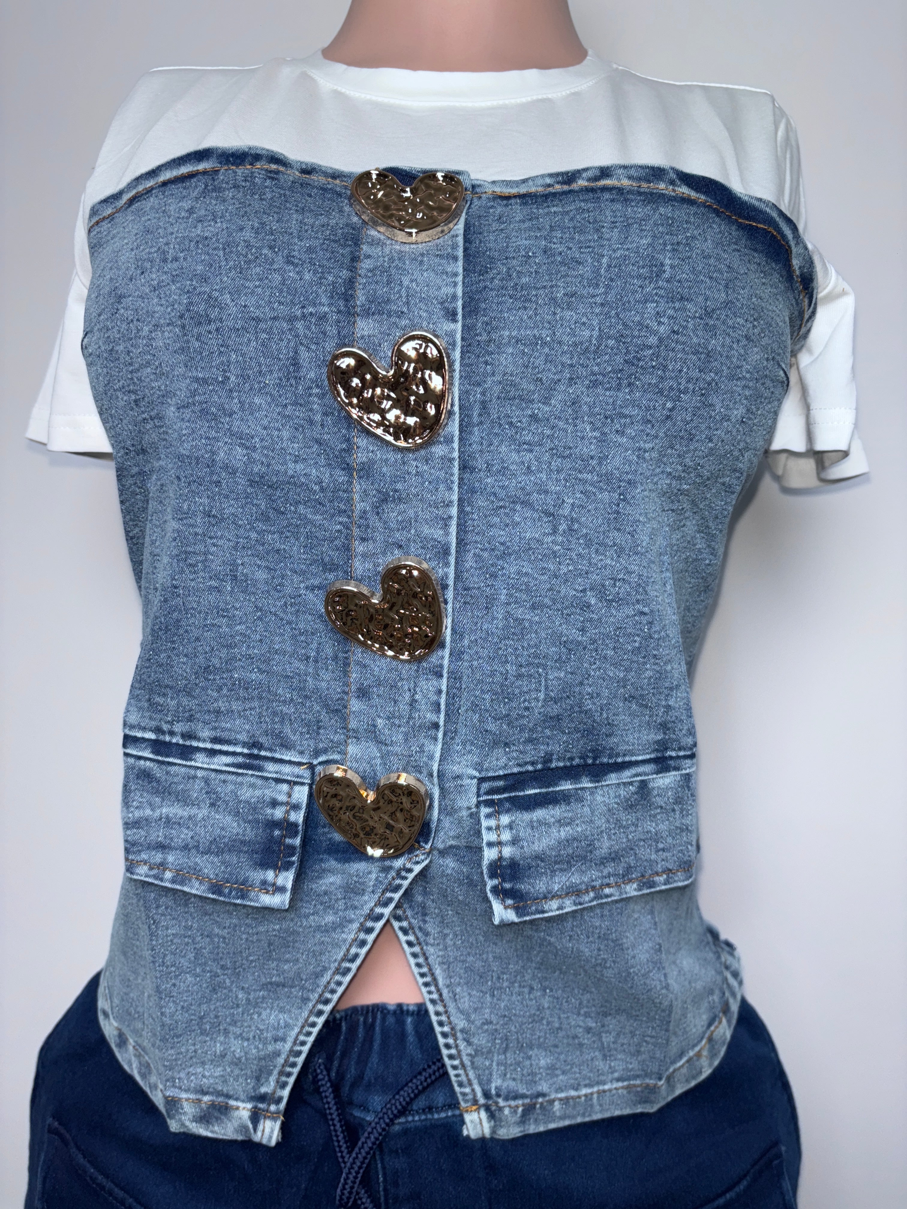 32251 Heartbreaker Denim Corset Tee