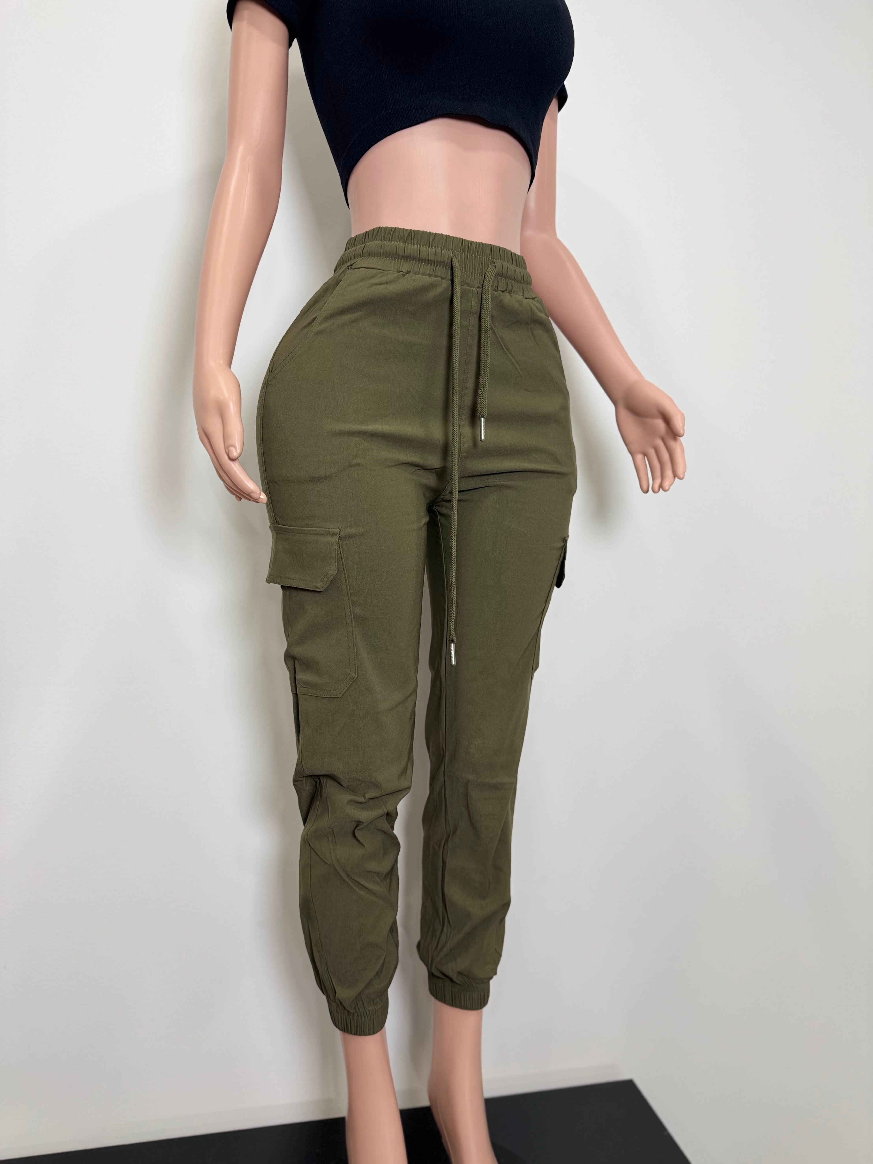 X2116 Casual Cargo Pants with Pockets on the back and Waist band