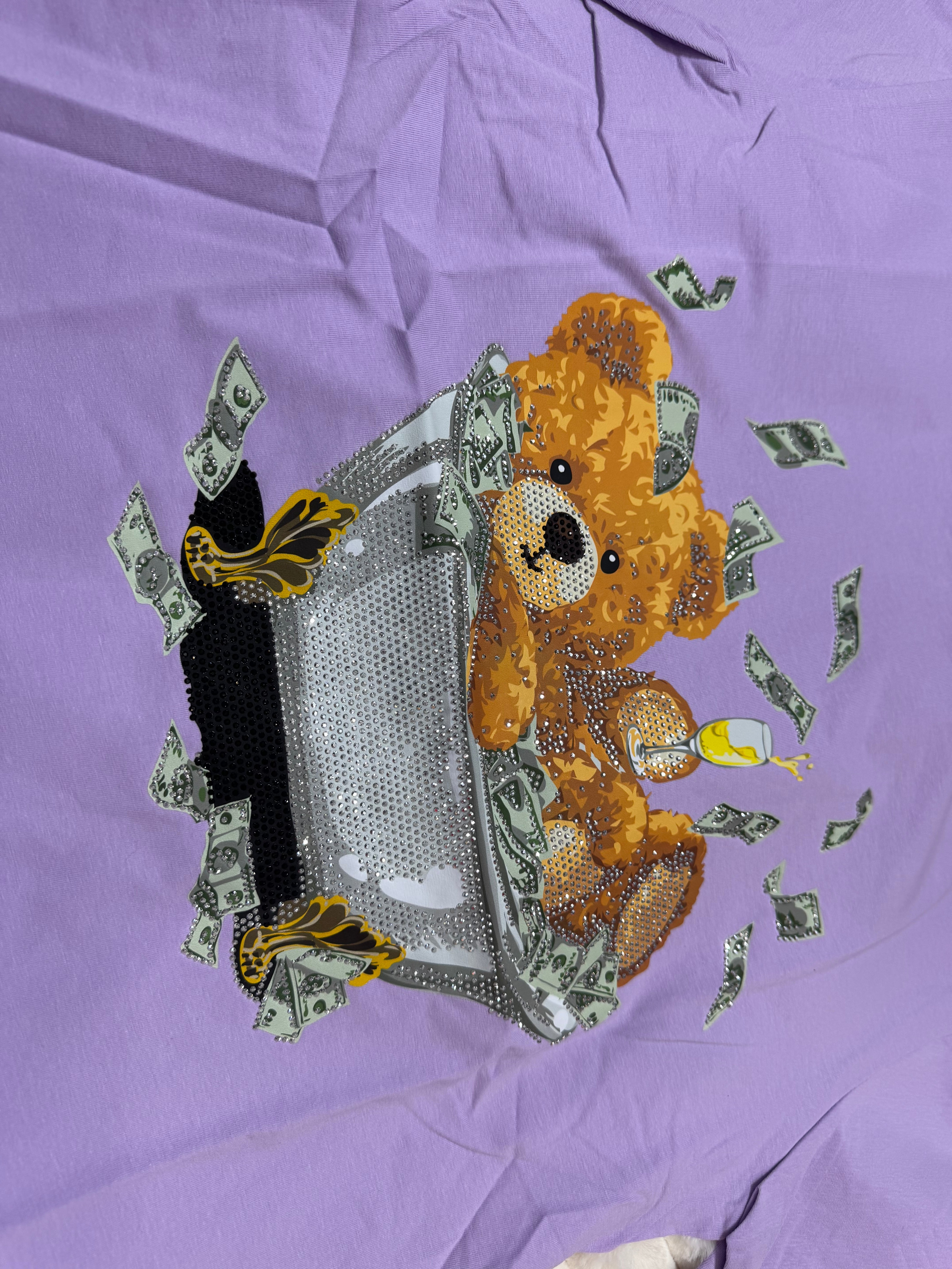 #101 Money Bear Drip Tee with Rhinestones