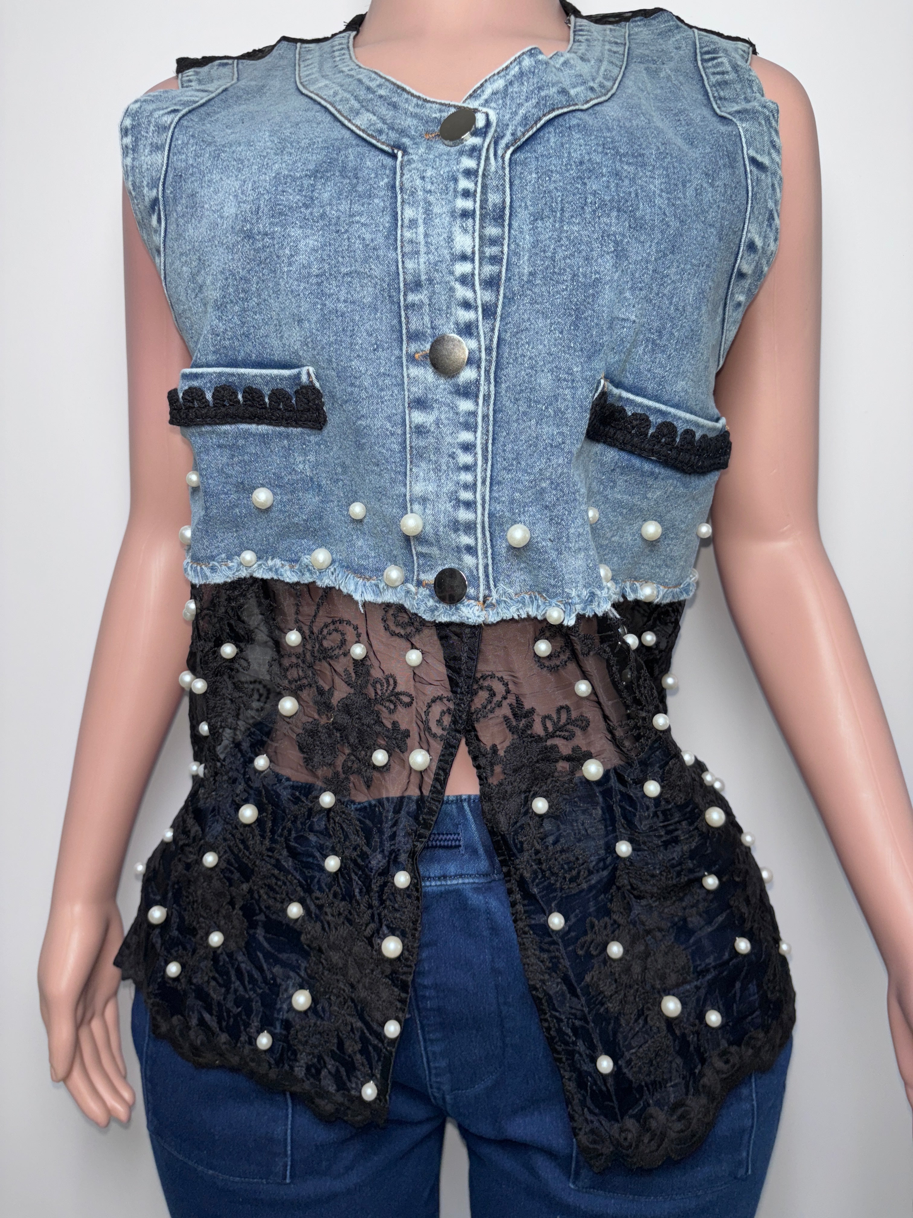 30379 Lace & Grit Pearl Vest